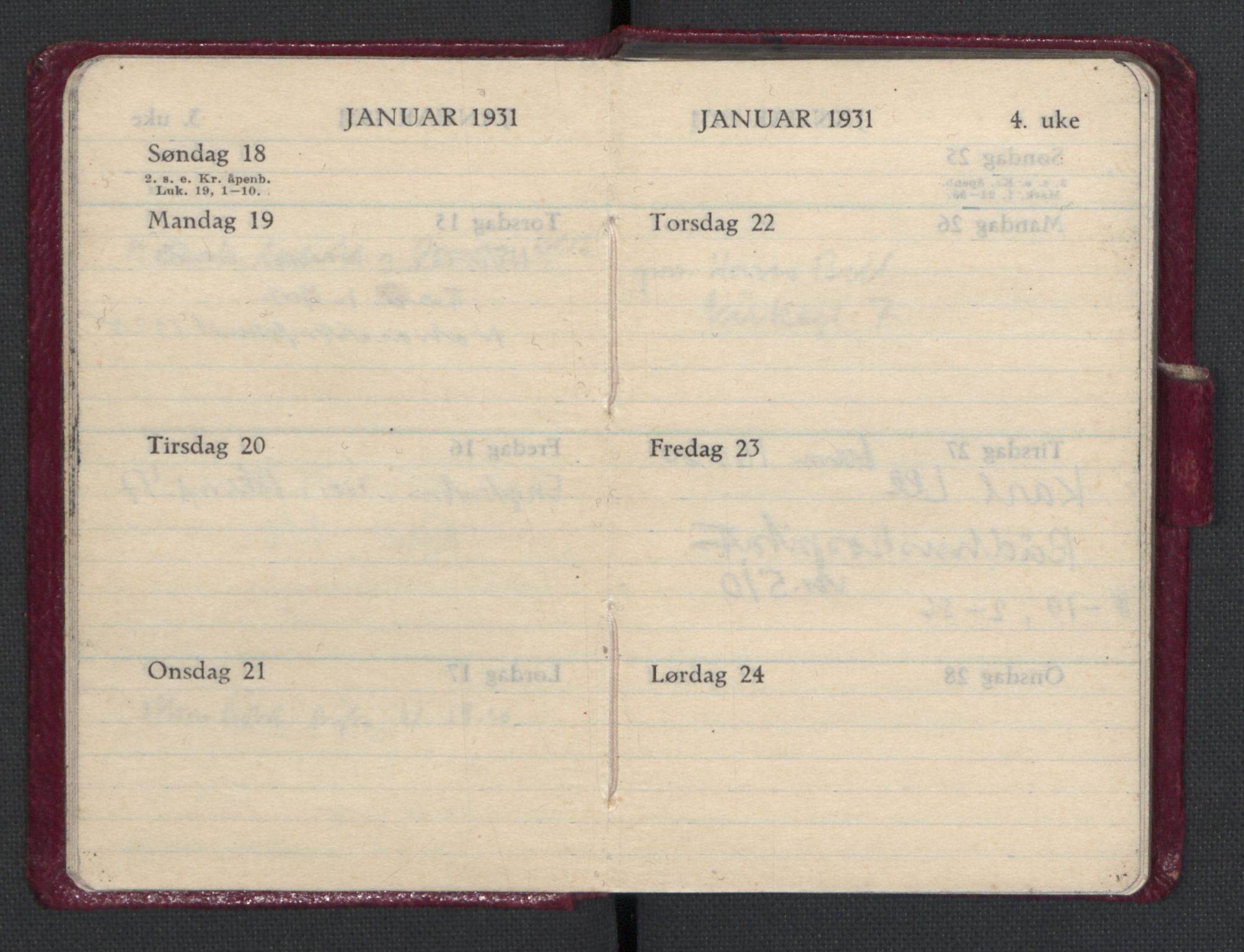 Quisling, Vidkun, AV/RA-PA-0750/H/L0001: 7. sanser (lommealmanakker) med Quislings egenhendige innførsler - 22 stk. i skinnmappe, 1922-1944, s. 607