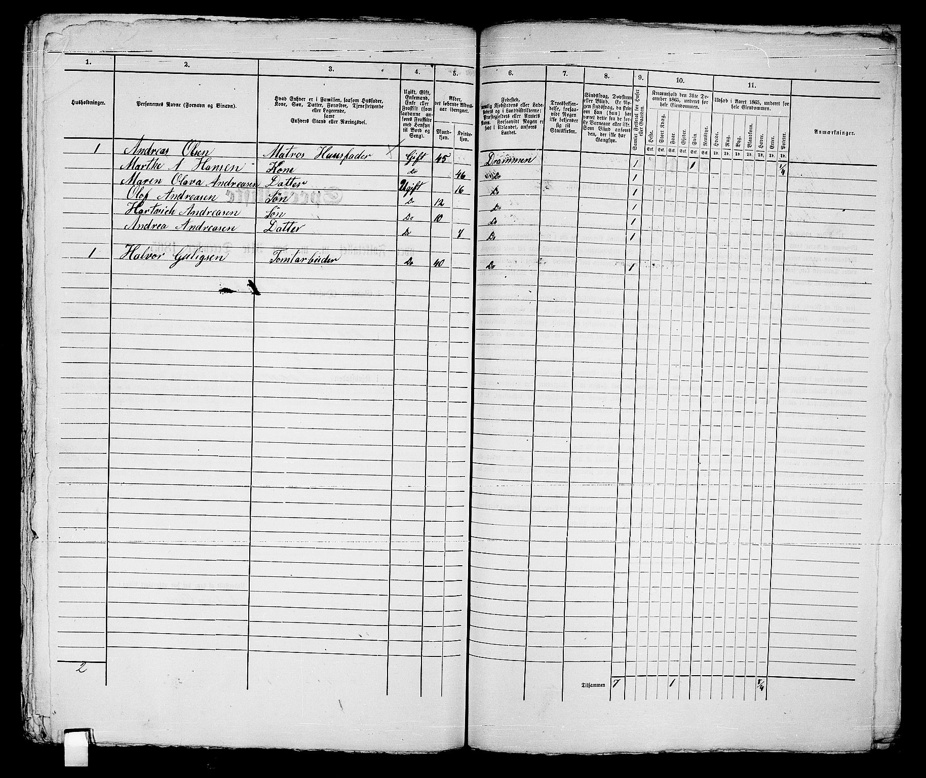 RA, Folketelling 1865 for 0602bP Strømsø prestegjeld i Drammen kjøpstad, 1865, s. 578