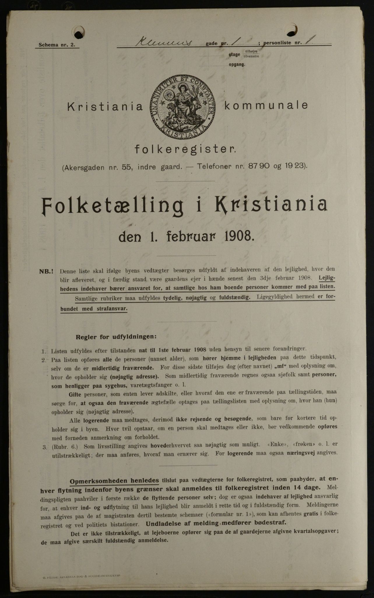 OBA, Kommunal folketelling 1.2.1908 for Kristiania kjøpstad, 1908, s. 11988