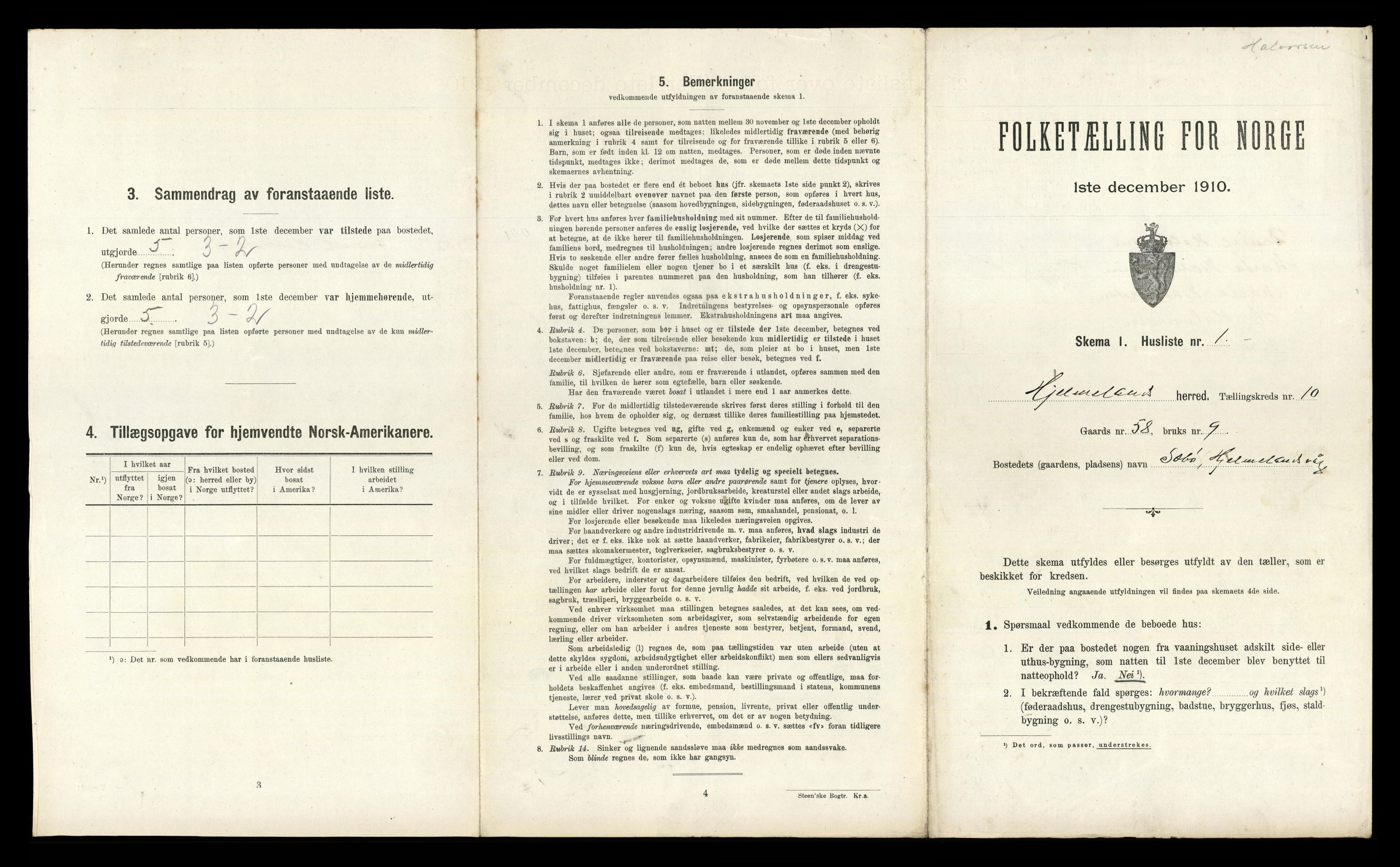 RA, Folketelling 1910 for 1133 Hjelmeland herred, 1910, s. 538