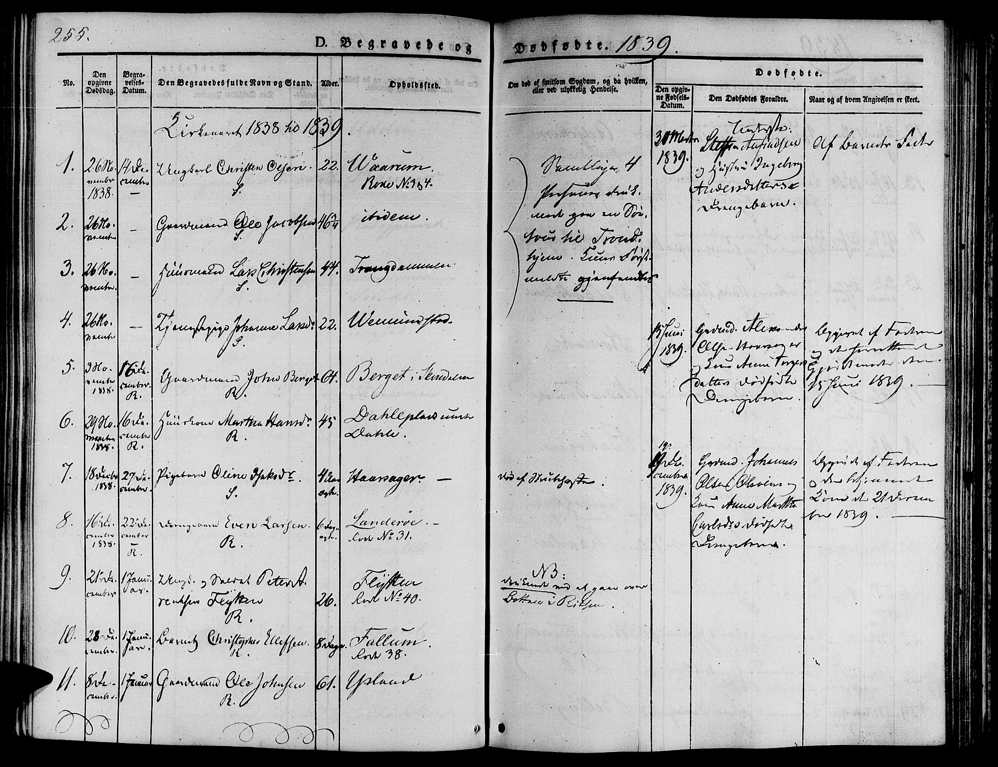 Ministerialprotokoller, klokkerbøker og fødselsregistre - Sør-Trøndelag, SAT/A-1456/646/L0610: Ministerialbok nr. 646A08, 1837-1847, s. 255