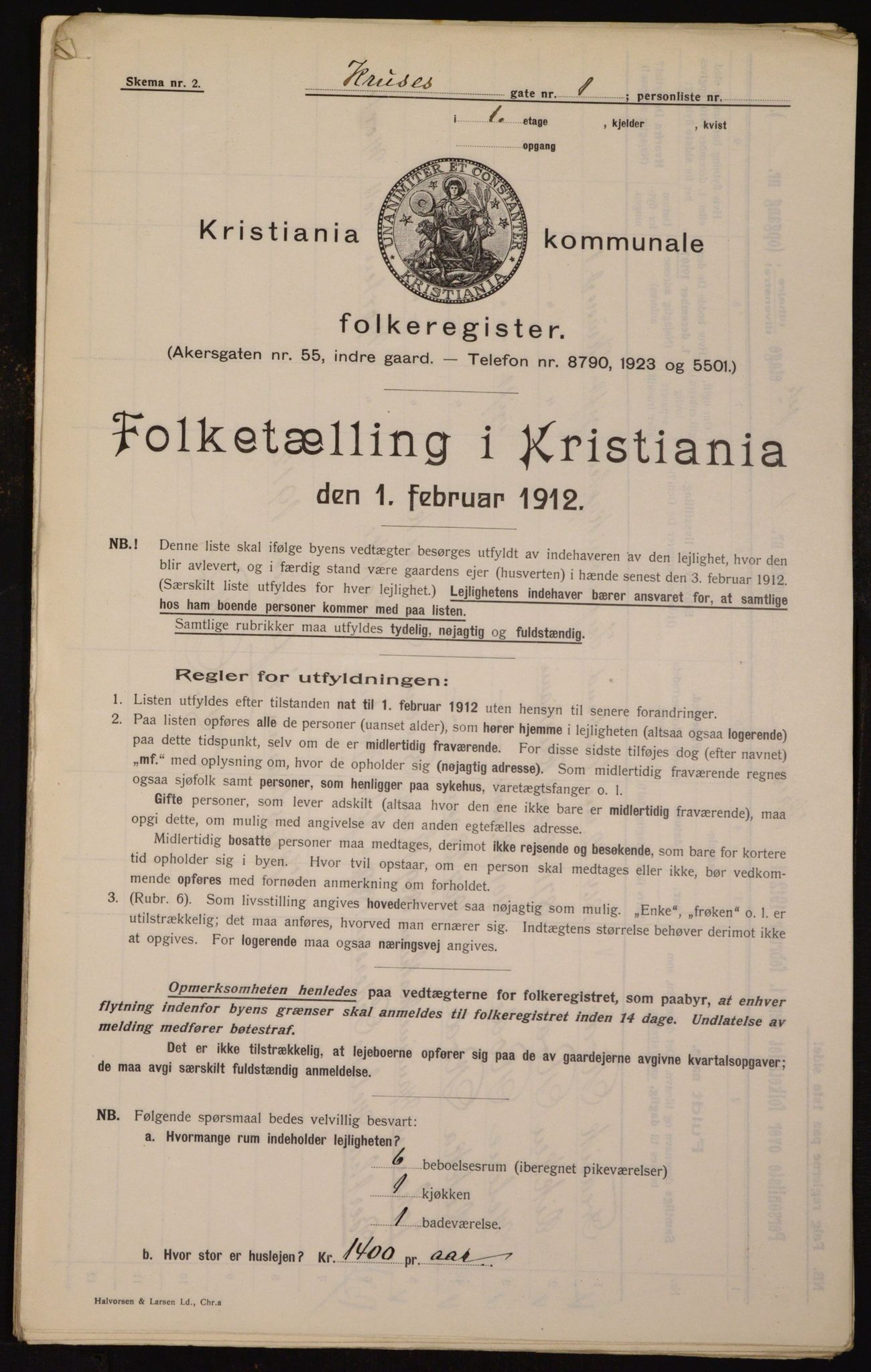 OBA, Kommunal folketelling 1.2.1912 for Kristiania, 1912, s. 55200