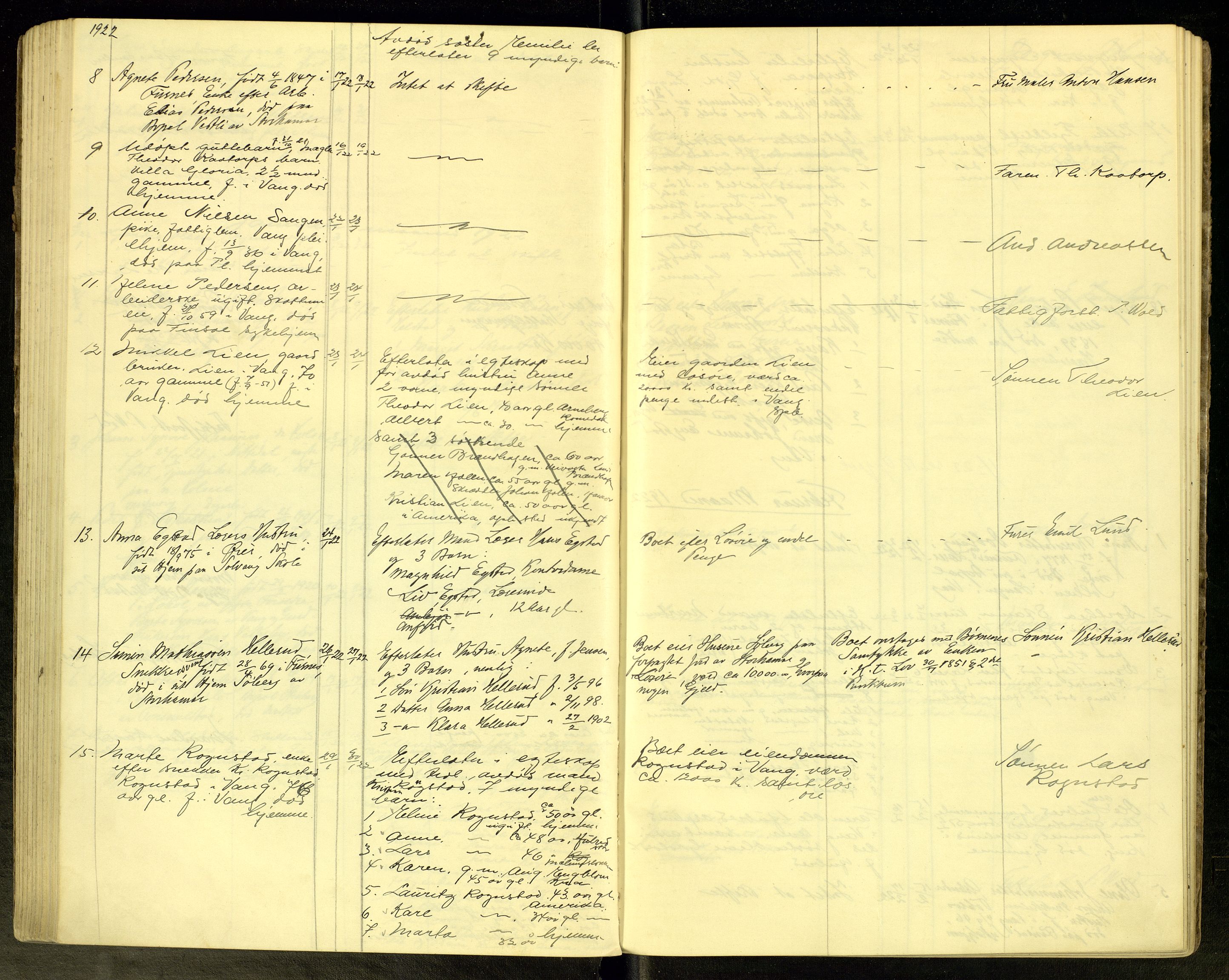 Vang, Hedmark, lensmannskontor, AV/SAH-LHV-018/H/Ha/L0007: Dødsfallsprotokoll, 1915-1925