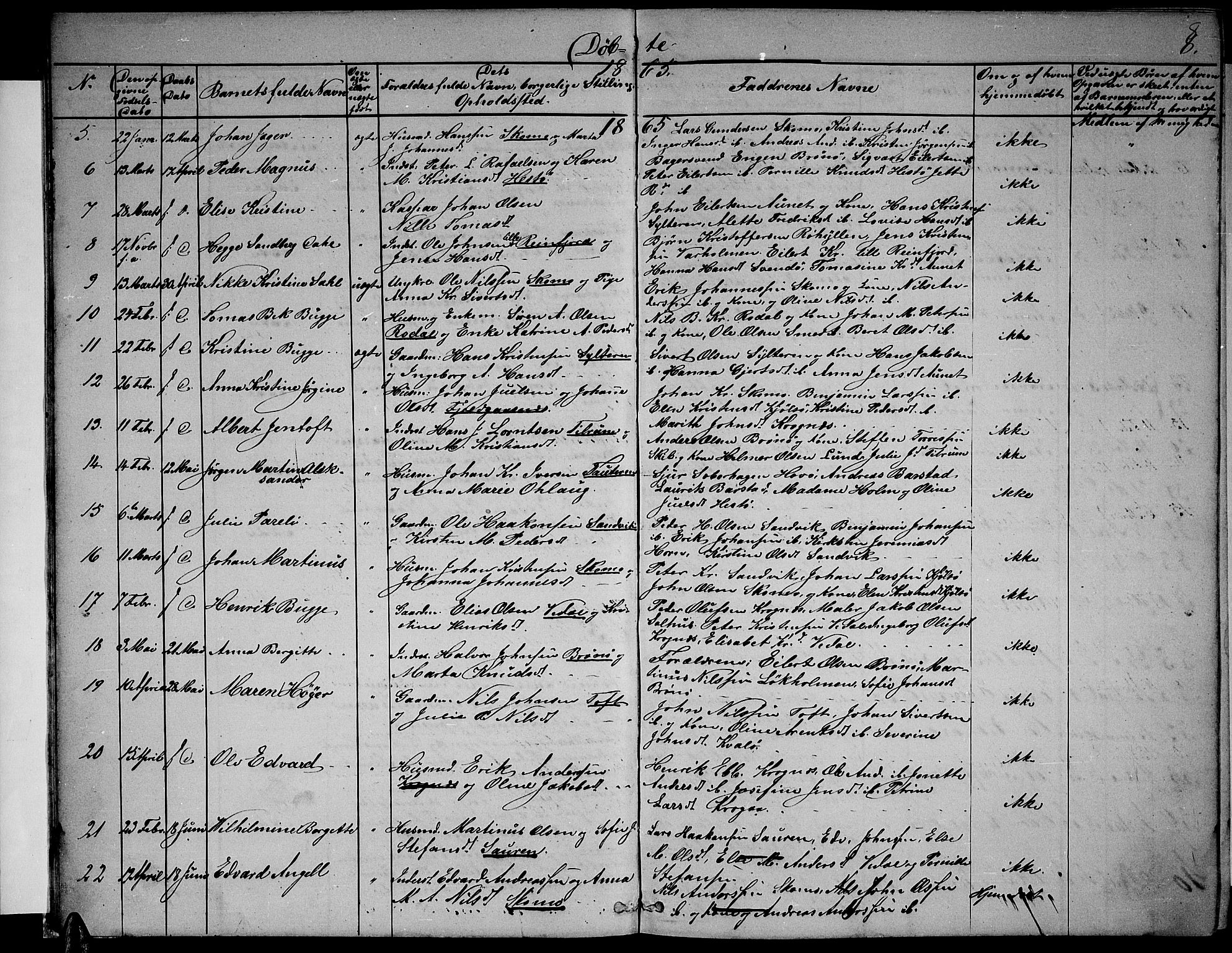 Ministerialprotokoller, klokkerbøker og fødselsregistre - Nordland, AV/SAT-A-1459/813/L0212: Klokkerbok nr. 813C04, 1864-1886, s. 8