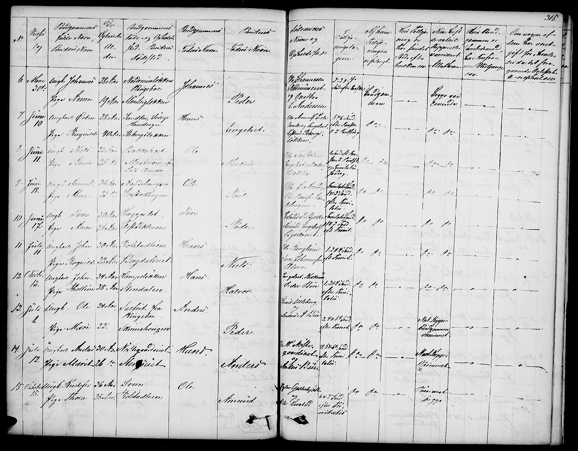 Sør-Fron prestekontor, AV/SAH-PREST-010/H/Ha/Hab/L0001: Klokkerbok nr. 1, 1844-1863, s. 315