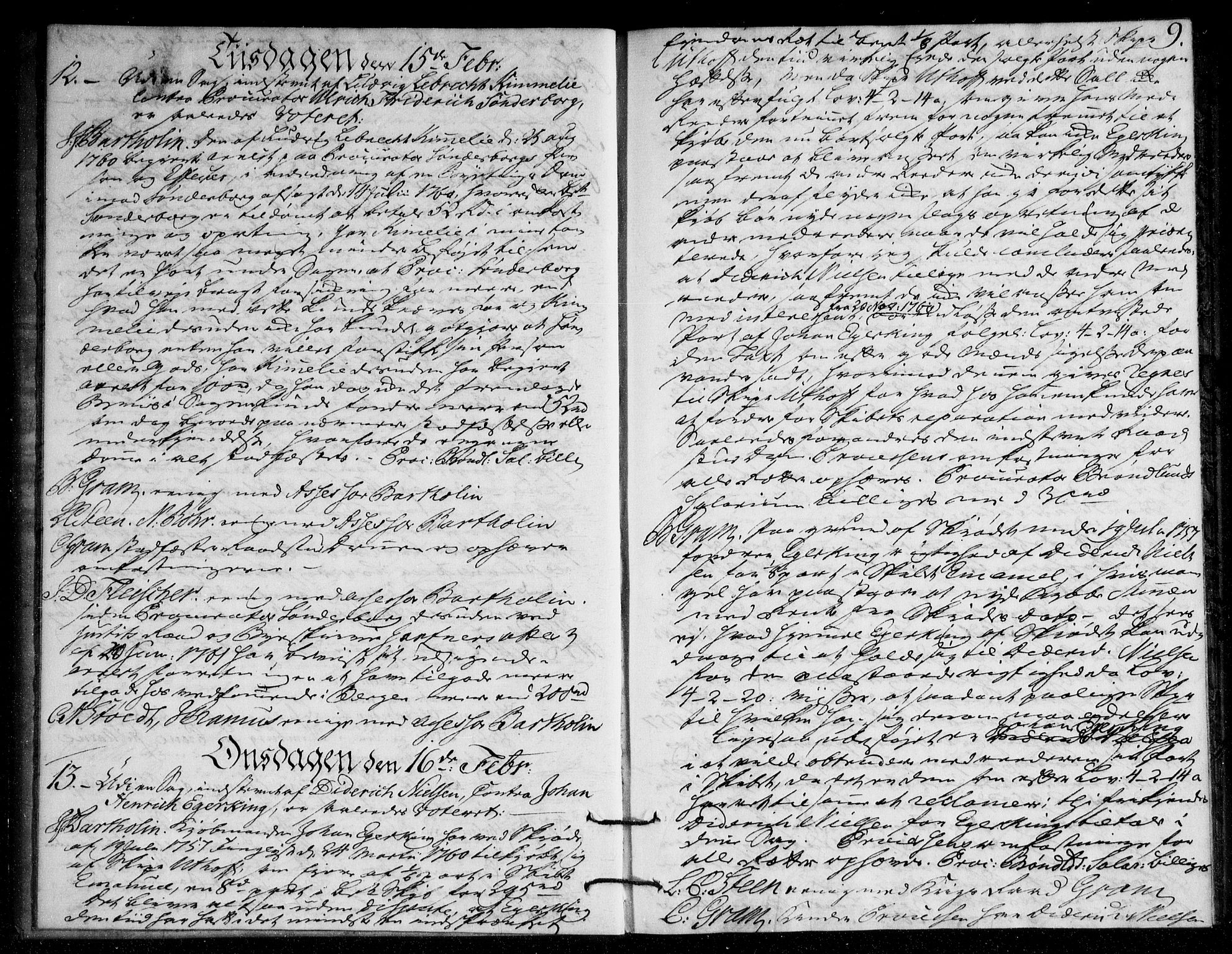 Overhoffretten 1667-1797, AV/RA-EA-2884/Ac/L0200: Voteringsprotokoll, 1763, s. 8b-9a