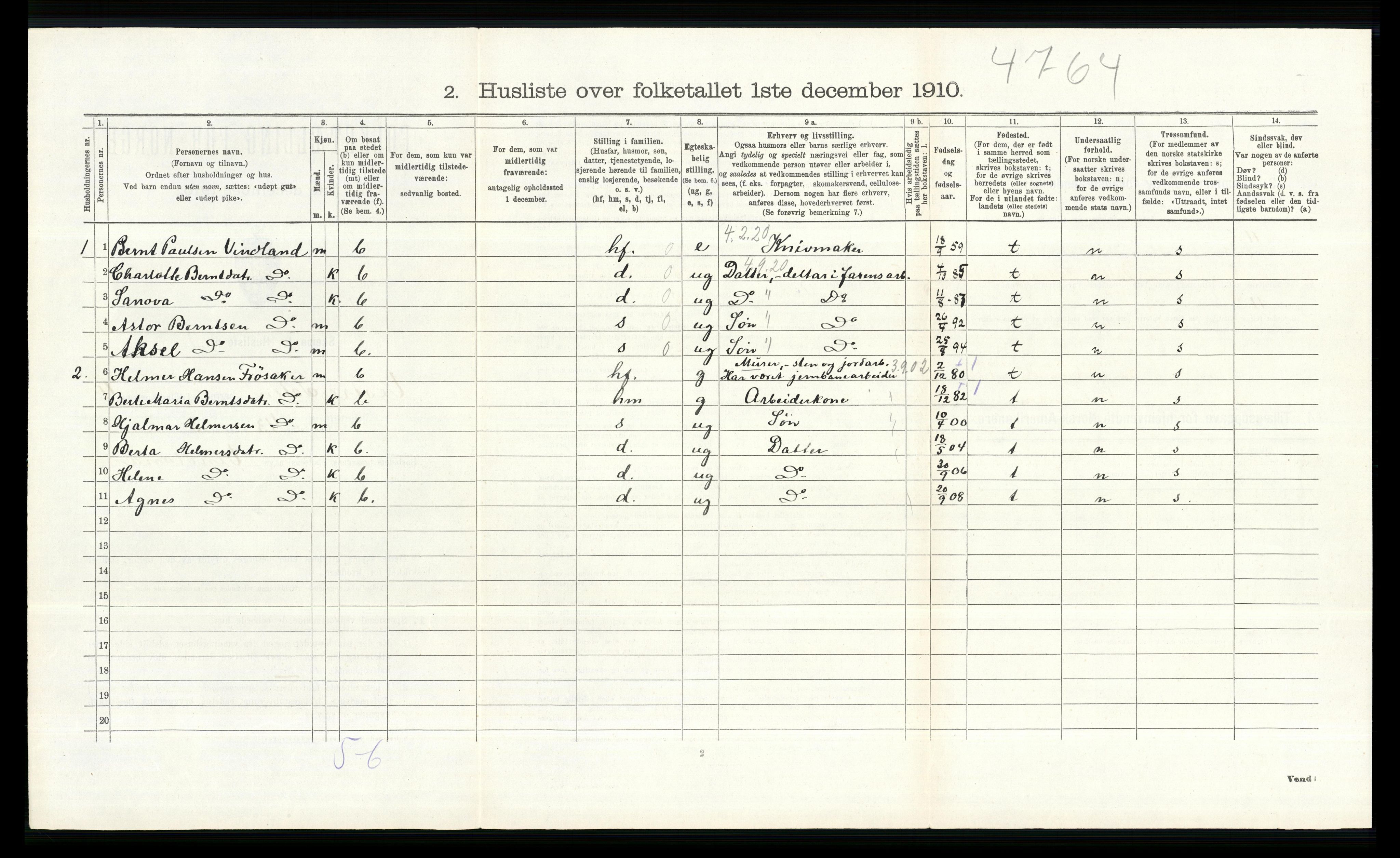 RA, Folketelling 1910 for 0529 Vestre Toten herred, 1910, s. 538