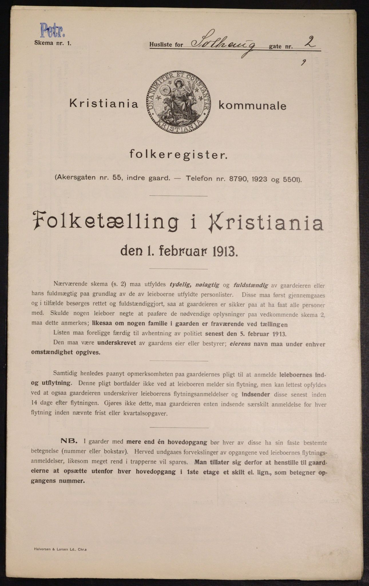 OBA, Kommunal folketelling 1.2.1913 for Kristiania, 1913, s. 99408
