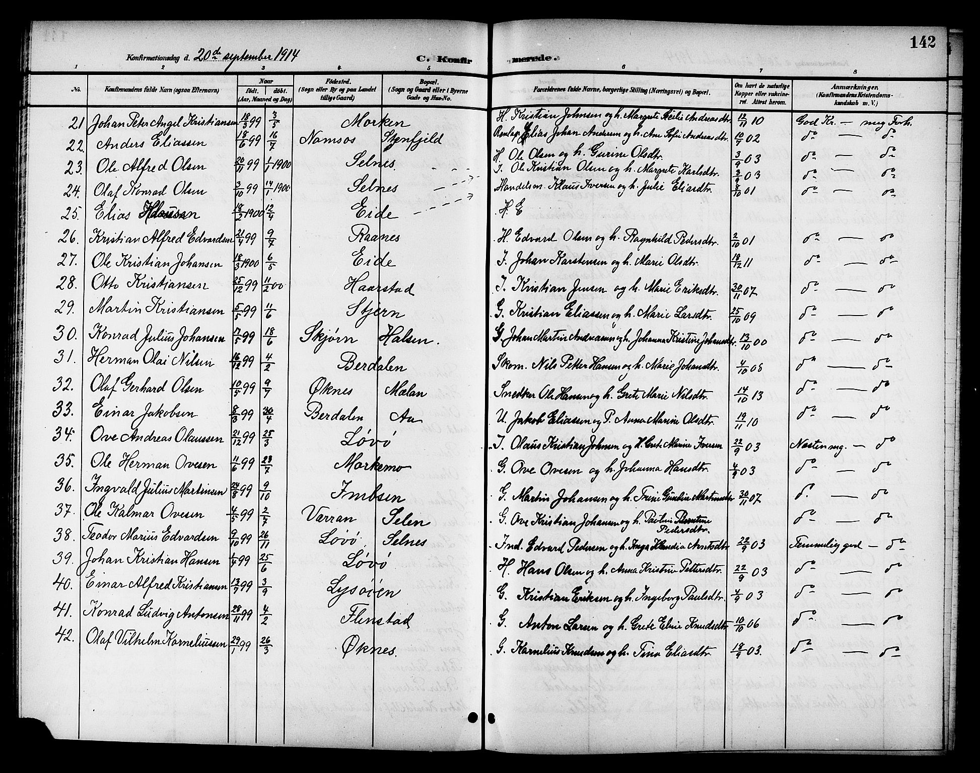 Ministerialprotokoller, klokkerbøker og fødselsregistre - Sør-Trøndelag, SAT/A-1456/655/L0688: Klokkerbok nr. 655C04, 1899-1922, s. 142