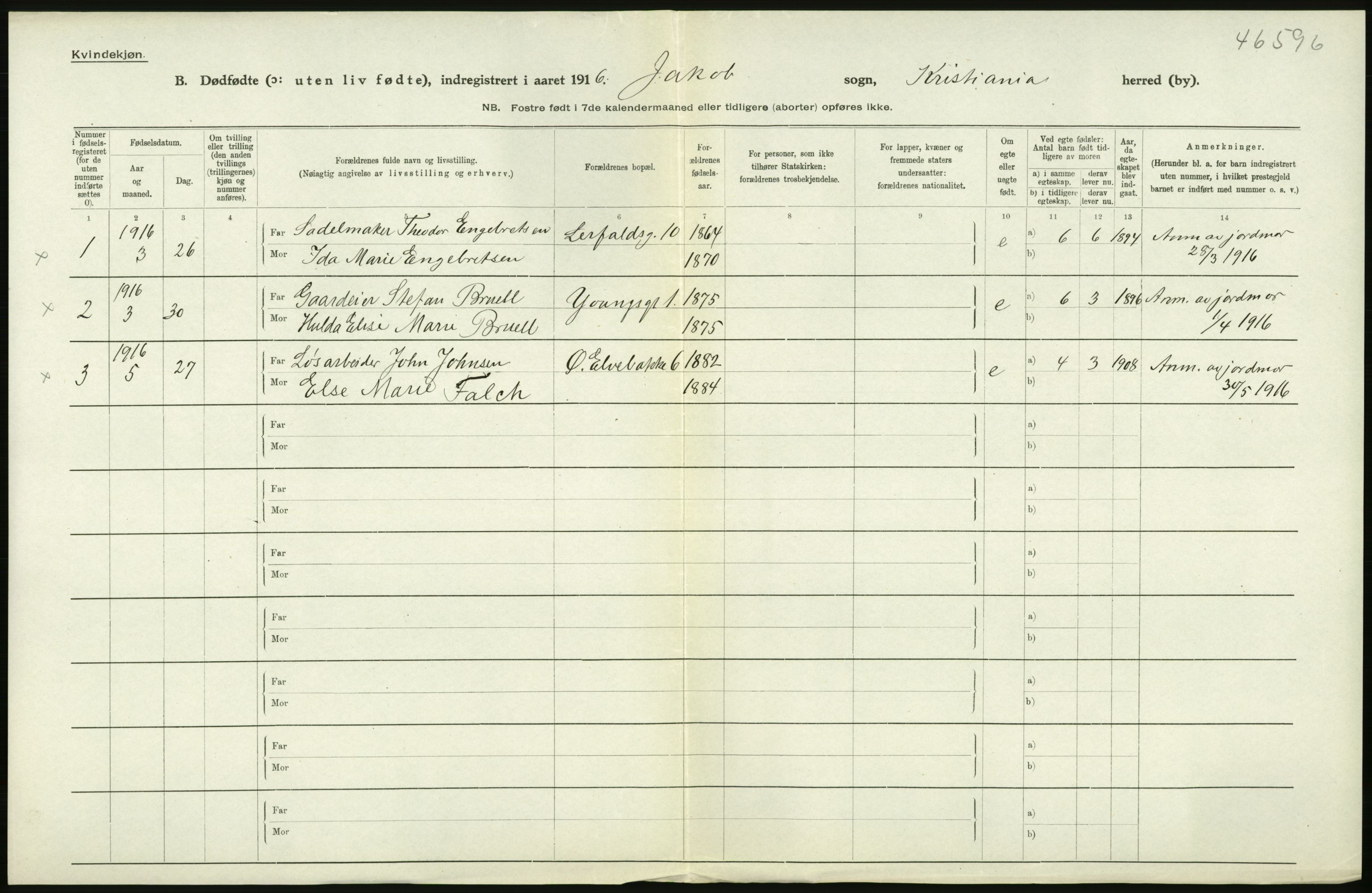 Statistisk sentralbyrå, Sosiodemografiske emner, Befolkning, AV/RA-S-2228/D/Df/Dfb/Dfbf/L0010: Kristiania: Døde, dødfødte., 1916, s. 570