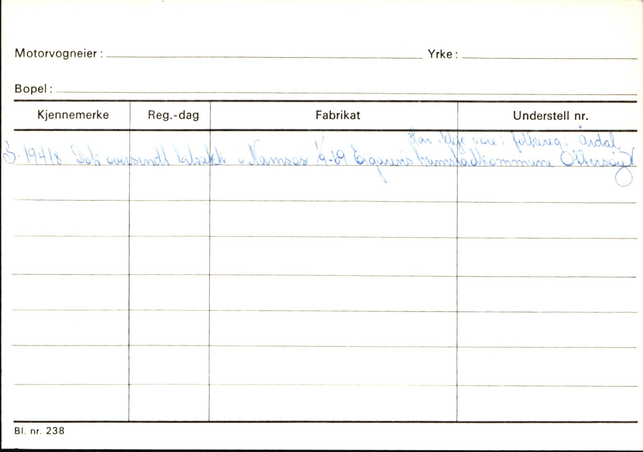 Statens vegvesen, Sogn og Fjordane vegkontor, SAB/A-5301/4/F/L0146: Registerkort Årdal R-Å samt diverse kort, 1945-1975, s. 73