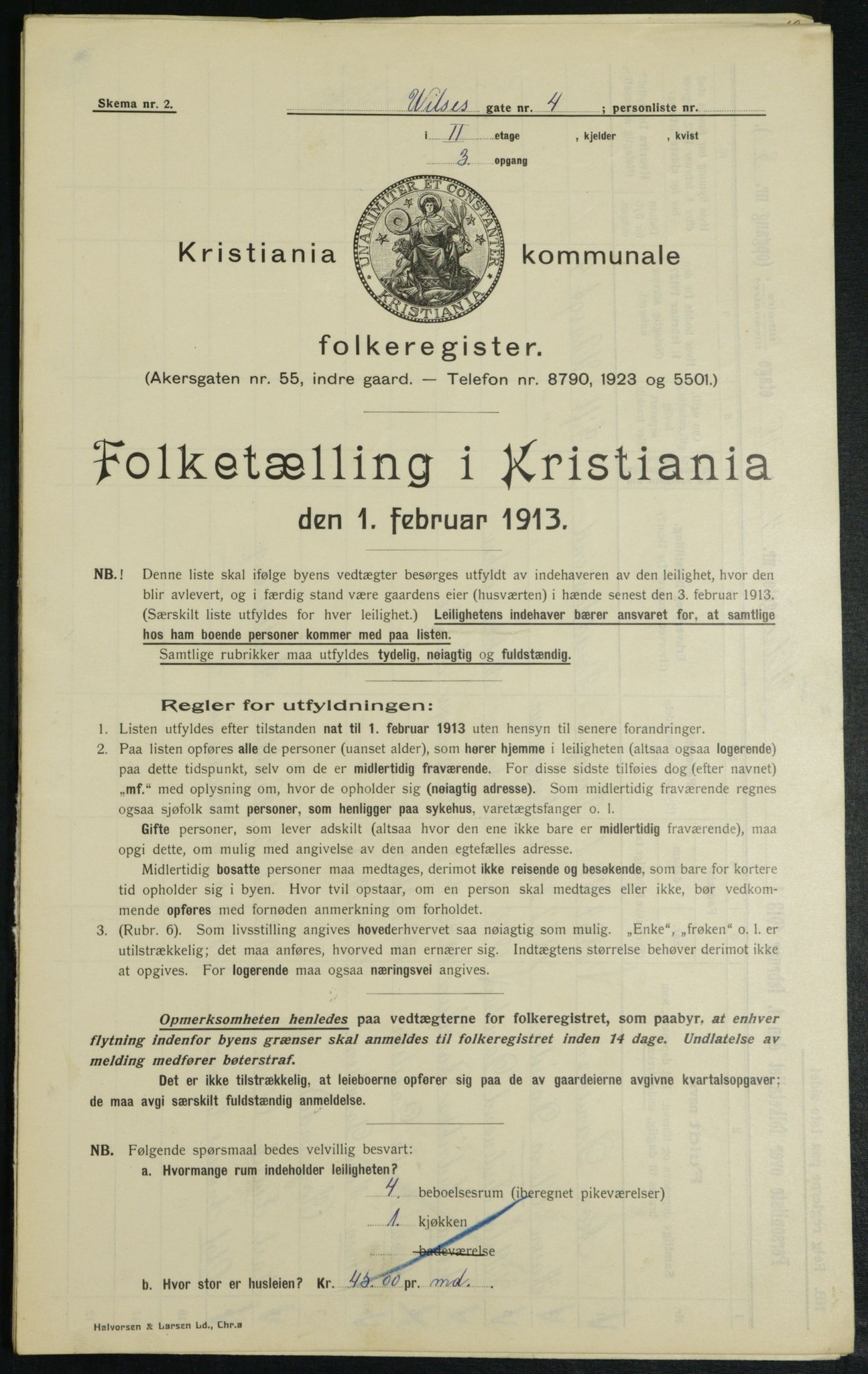 OBA, Kommunal folketelling 1.2.1913 for Kristiania, 1913, s. 128283