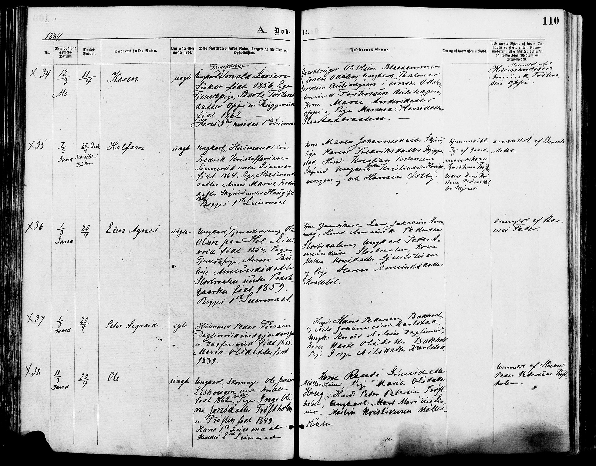 Nord-Odal prestekontor, AV/SAH-PREST-032/H/Ha/Haa/L0005: Ministerialbok nr. 5, 1874-1885, s. 110