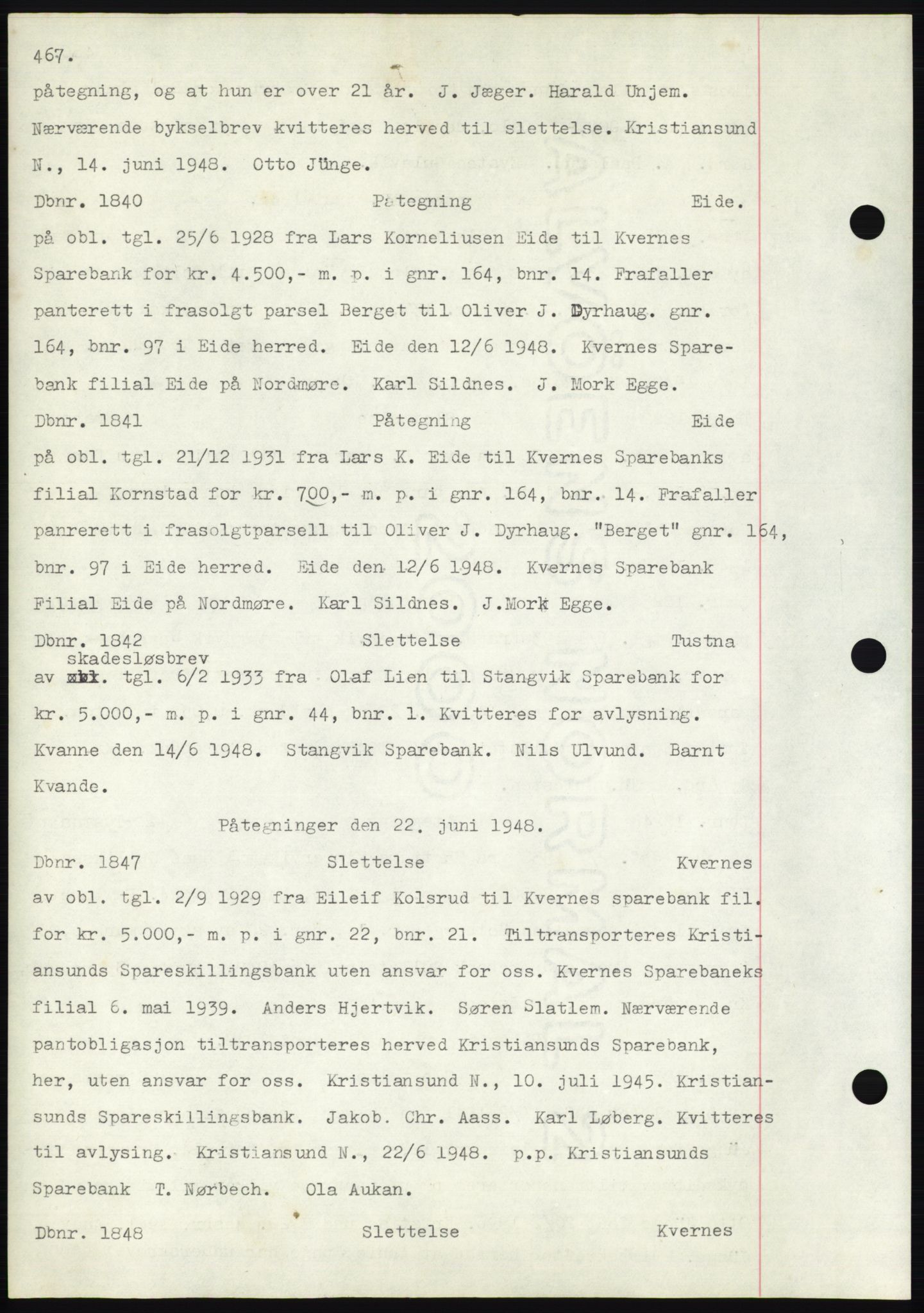 Nordmøre sorenskriveri, AV/SAT-A-4132/1/2/2Ca: Pantebok nr. C82b, 1946-1951, Dagboknr: 1840/1948