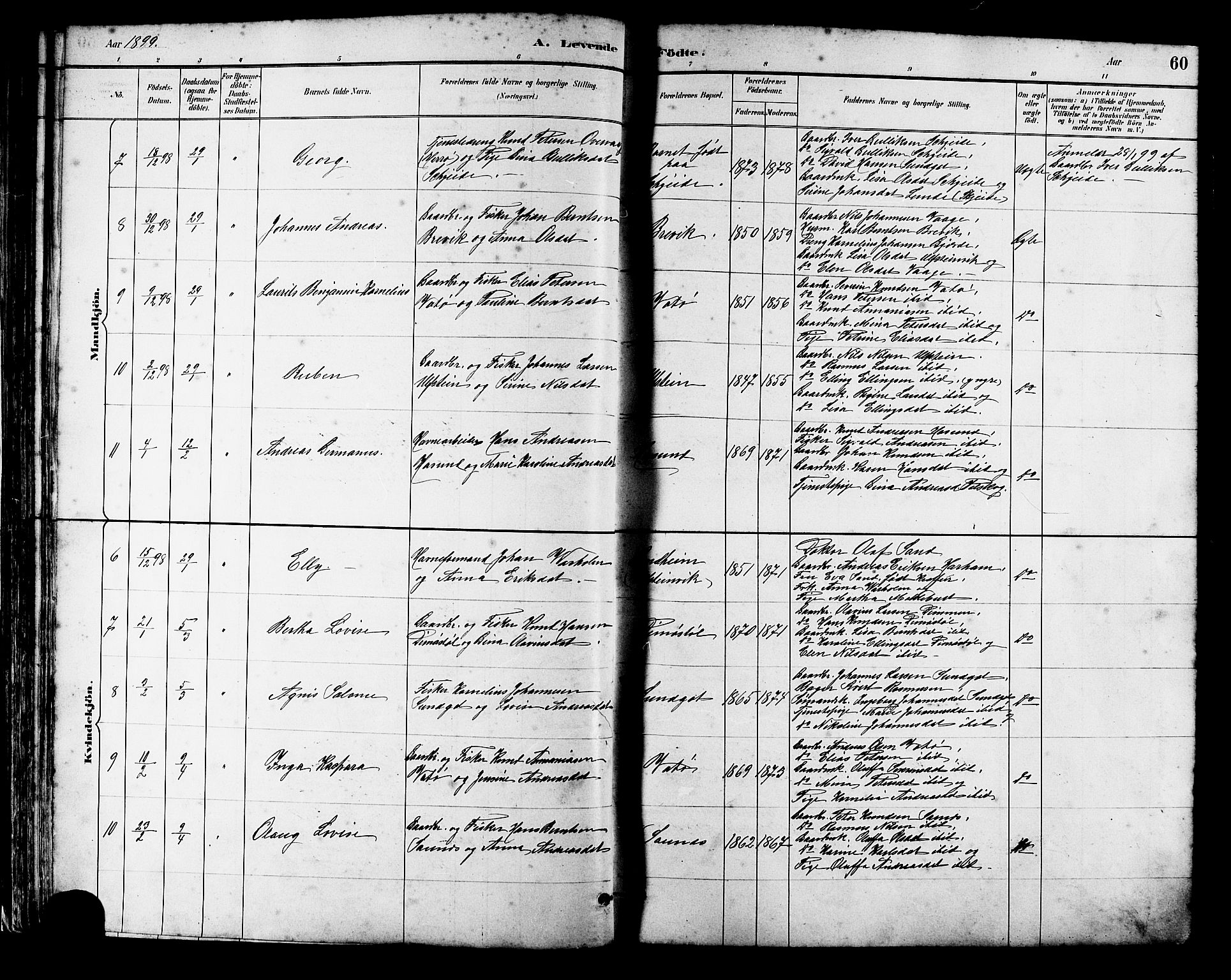 Ministerialprotokoller, klokkerbøker og fødselsregistre - Møre og Romsdal, AV/SAT-A-1454/509/L0112: Klokkerbok nr. 509C02, 1883-1922, s. 60