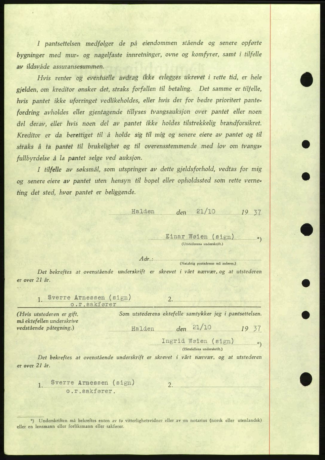 Idd og Marker sorenskriveri, AV/SAO-A-10283/G/Gb/Gbc/L0001: Pantebok nr. B1-3, 1936-1939, Dagboknr: 1140/1937