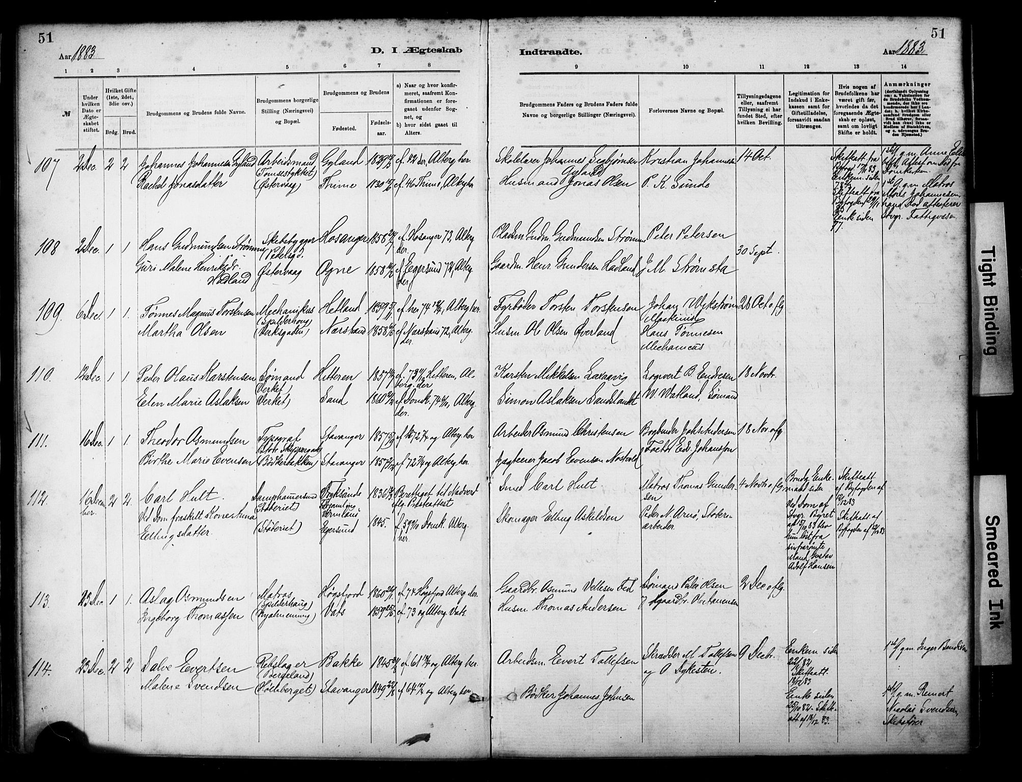 St. Petri sokneprestkontor, AV/SAST-A-101813/001/30/30BA/L0018: Ministerialbok nr. A 19, 1879-1900, s. 51