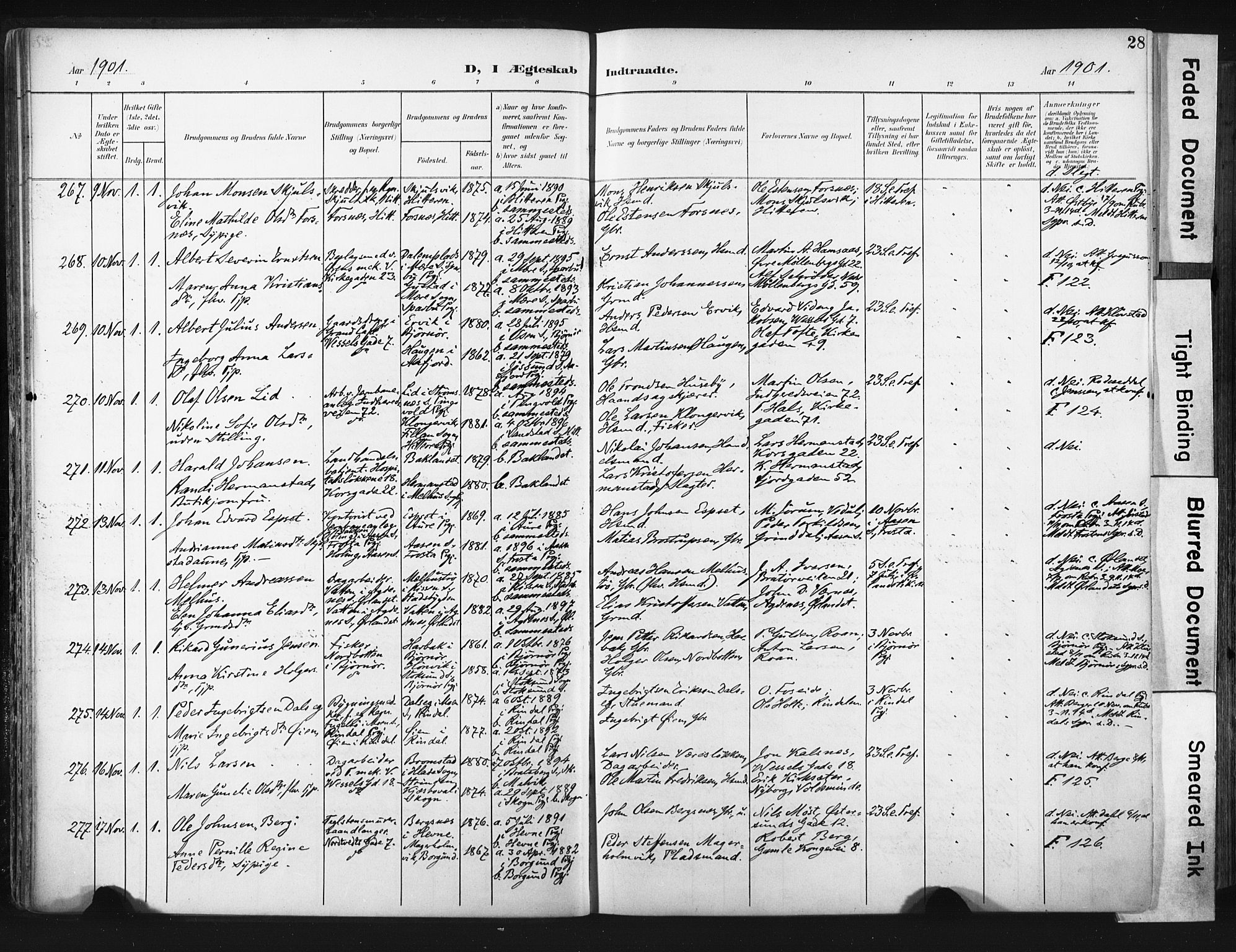 Ministerialprotokoller, klokkerbøker og fødselsregistre - Sør-Trøndelag, SAT/A-1456/604/L0201: Ministerialbok nr. 604A21, 1901-1911, s. 28