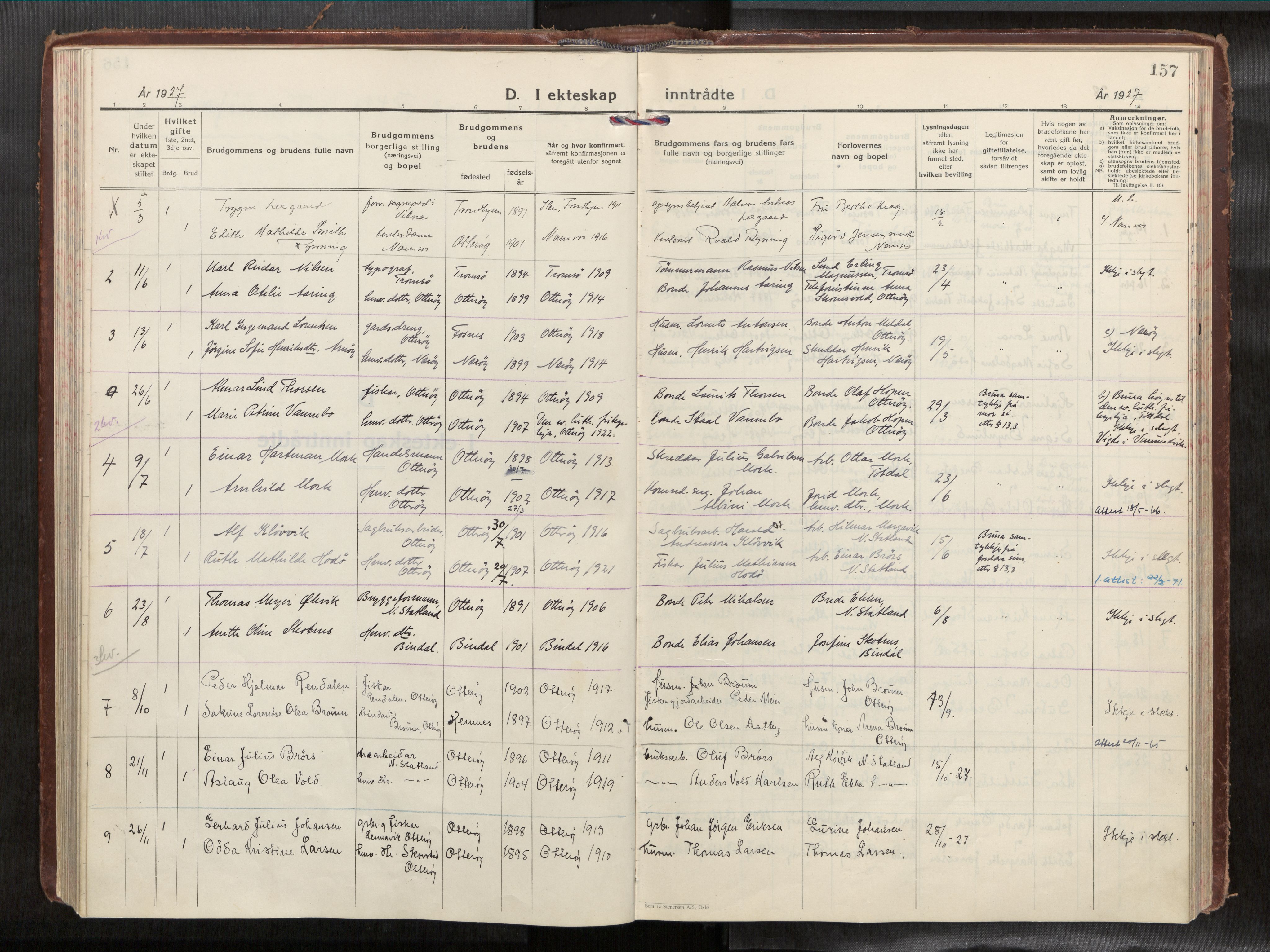 Ministerialprotokoller, klokkerbøker og fødselsregistre - Nord-Trøndelag, AV/SAT-A-1458/774/L0629a: Ministerialbok nr. 774A04, 1927-1945, s. 157