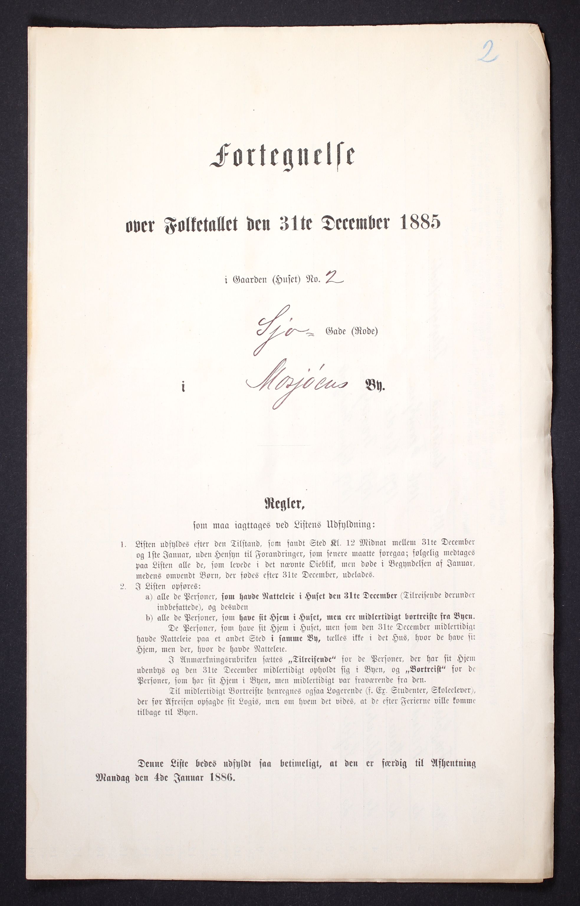 SAT, Folketelling 1885 for 1802 Mosjøen ladested, 1885