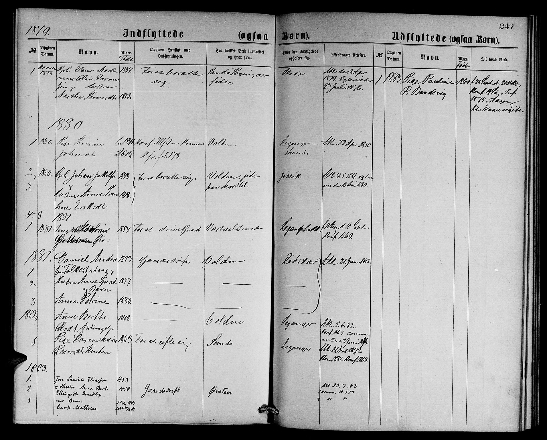 Ministerialprotokoller, klokkerbøker og fødselsregistre - Møre og Romsdal, SAT/A-1454/508/L0094: Ministerialbok nr. 508A01, 1873-1886, s. 247