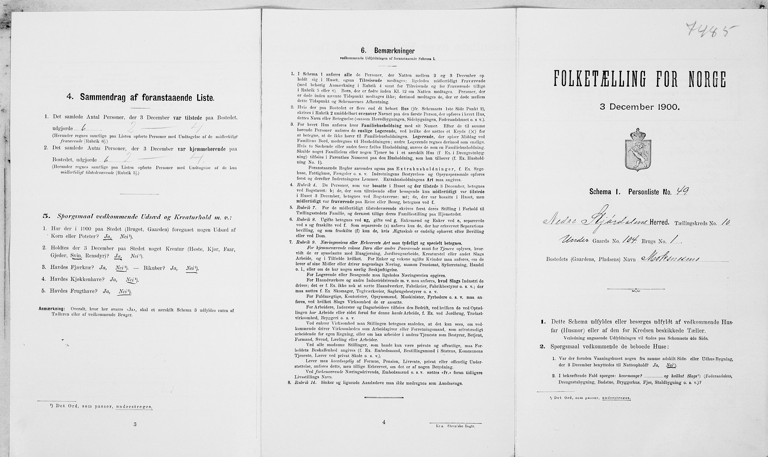 SAT, Folketelling 1900 for 1714 Nedre Stjørdal herred, 1900, s. 1253