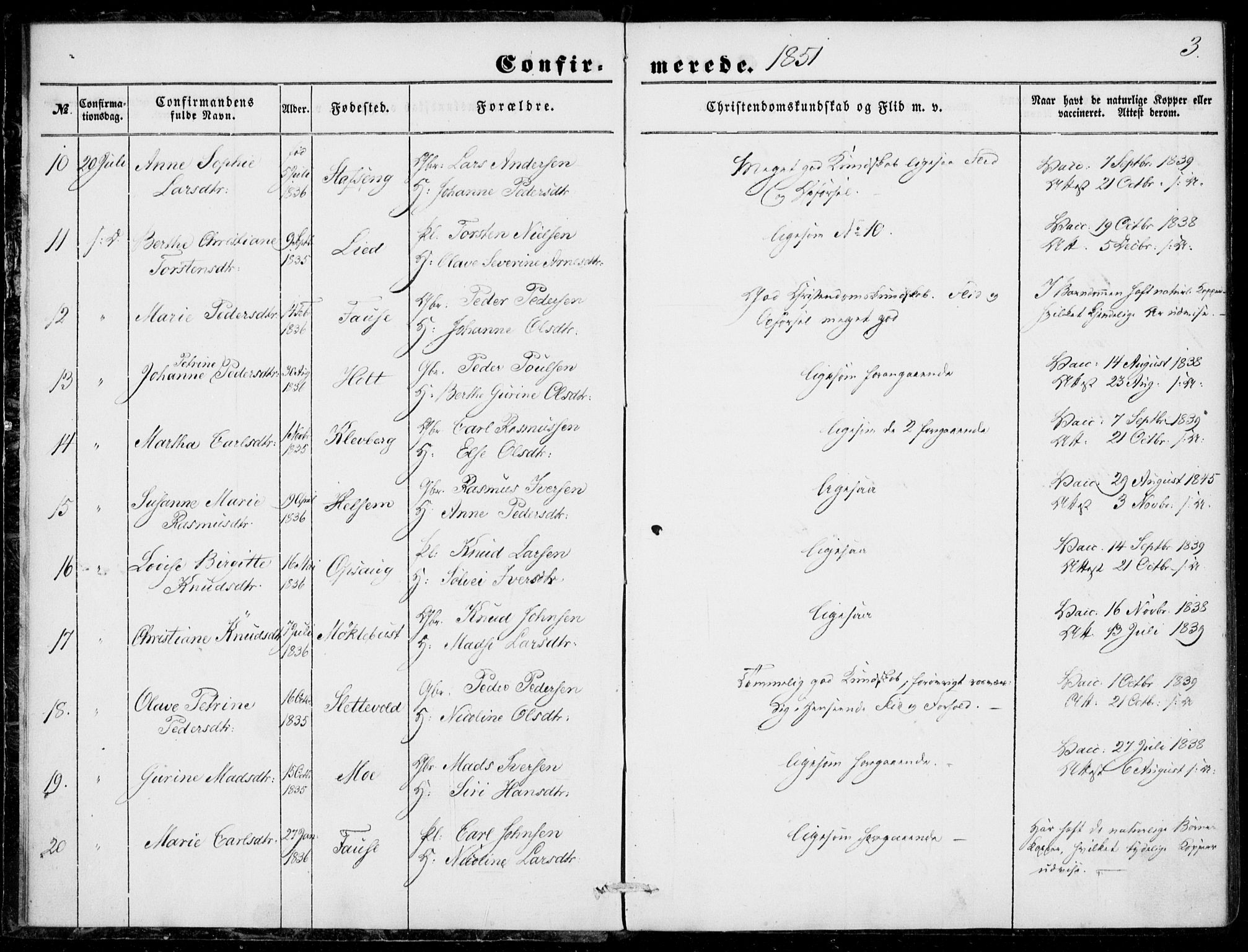 Ministerialprotokoller, klokkerbøker og fødselsregistre - Møre og Romsdal, AV/SAT-A-1454/520/L0281: Ministerialbok nr. 520A10, 1851-1881, s. 3