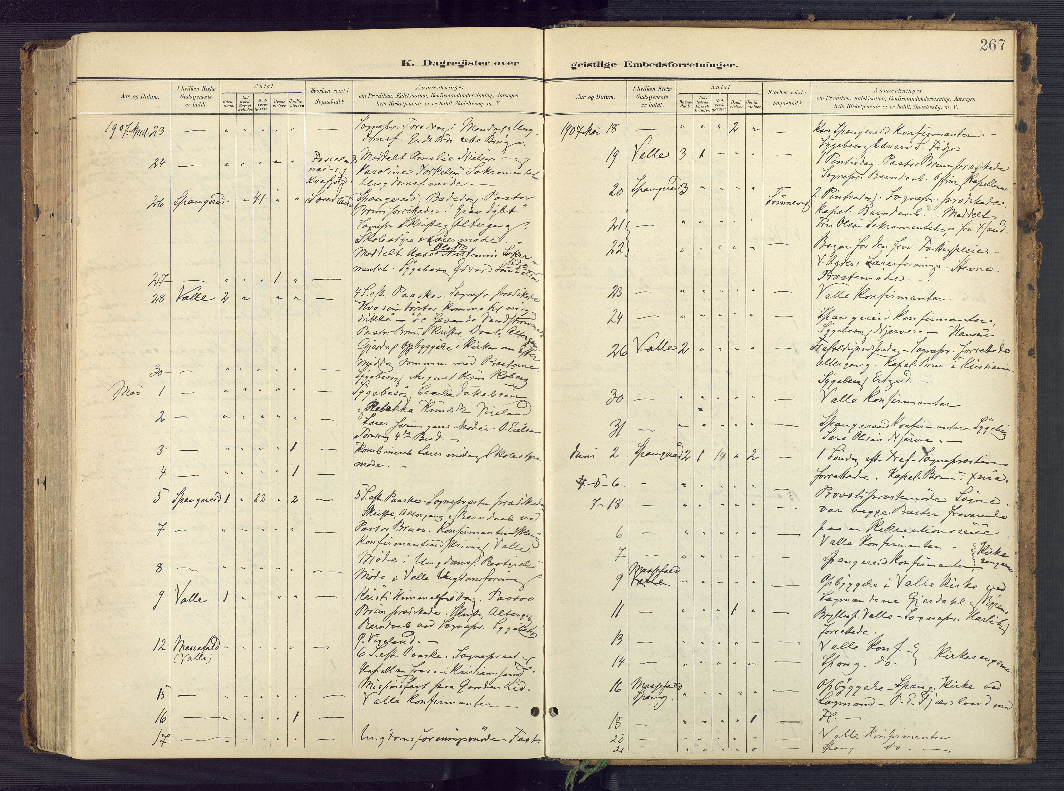 Sør-Audnedal sokneprestkontor, AV/SAK-1111-0039/F/Fa/Faa/L0005: Ministerialbok nr. A 5, 1900-1923, s. 267