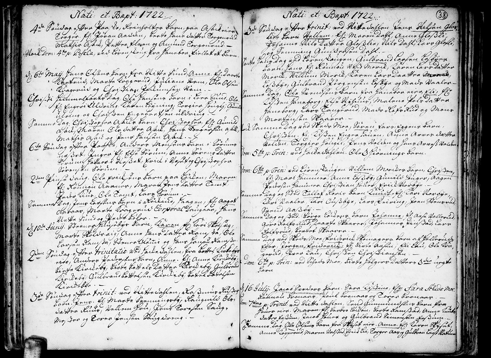 Skedsmo prestekontor Kirkebøker, AV/SAO-A-10033a/F/Fa/L0002: Ministerialbok nr. I 2, 1715-1727, s. 38