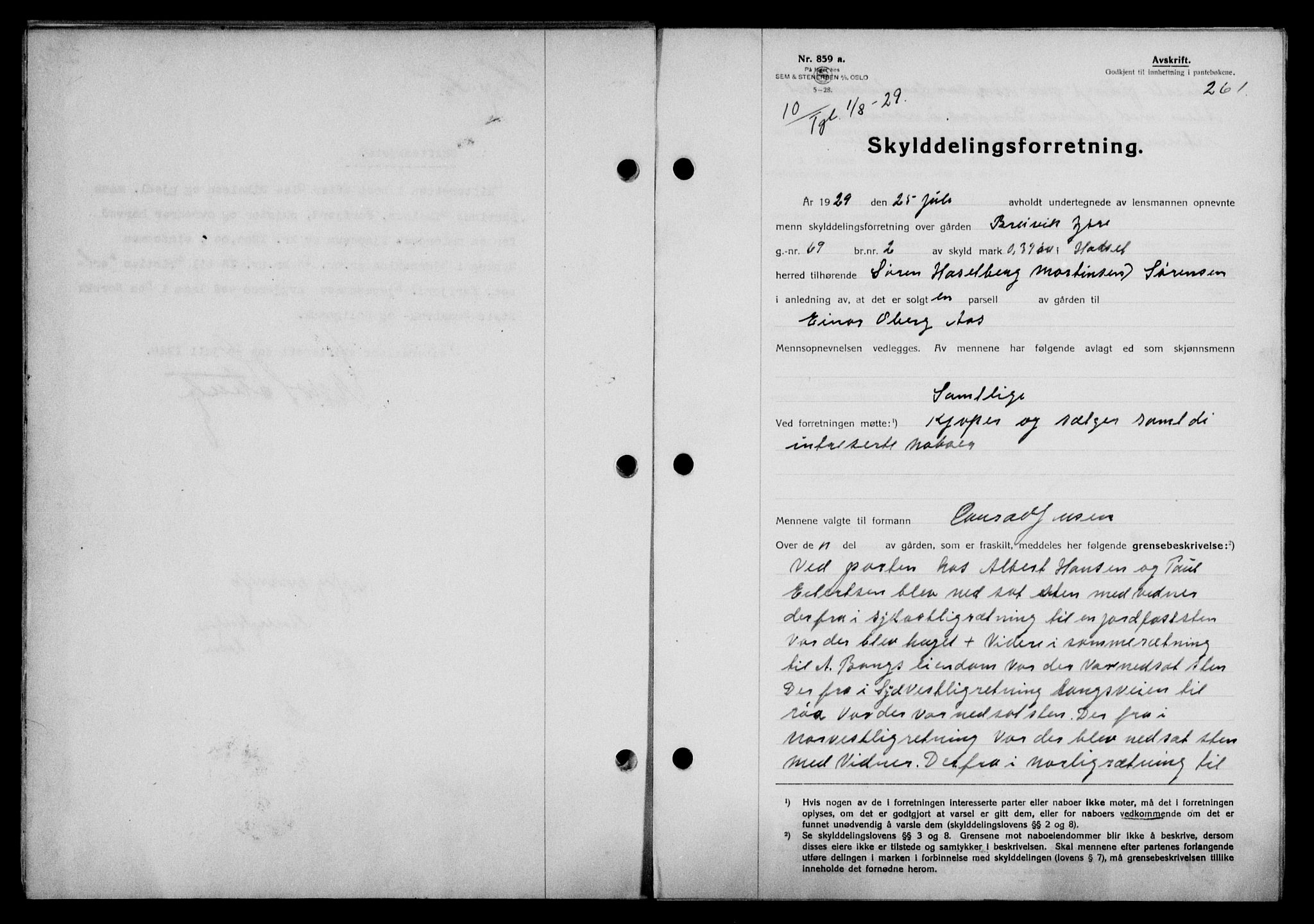 Vesterålen sorenskriveri, SAT/A-4180/1/2/2Ca/L0049: Pantebok nr. 42, 1929-1929, Tingl.dato: 01.08.1929