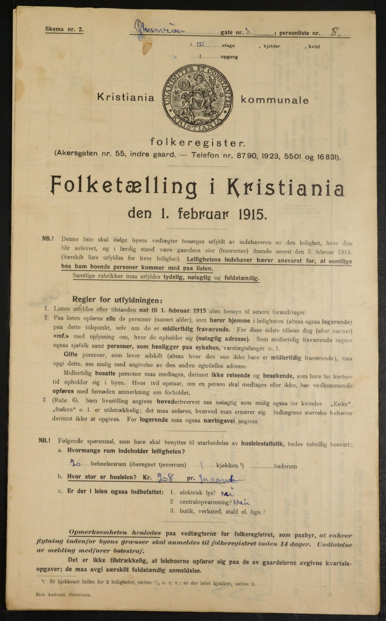 OBA, Kommunal folketelling 1.2.1915 for Kristiania, 1915, s. 129287