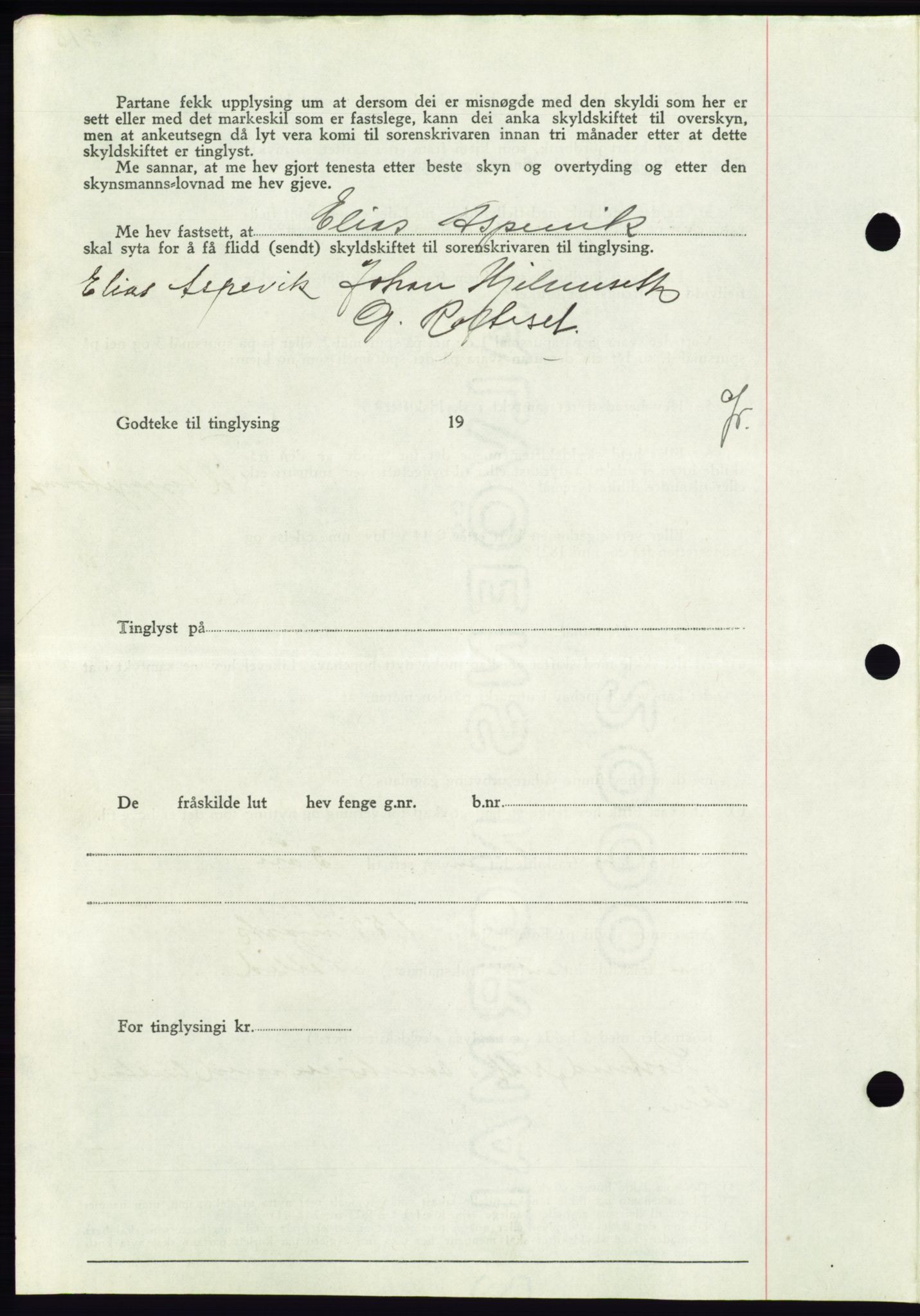 Søre Sunnmøre sorenskriveri, AV/SAT-A-4122/1/2/2C/L0065: Pantebok nr. 59, 1938-1938, Dagboknr: 767/1938