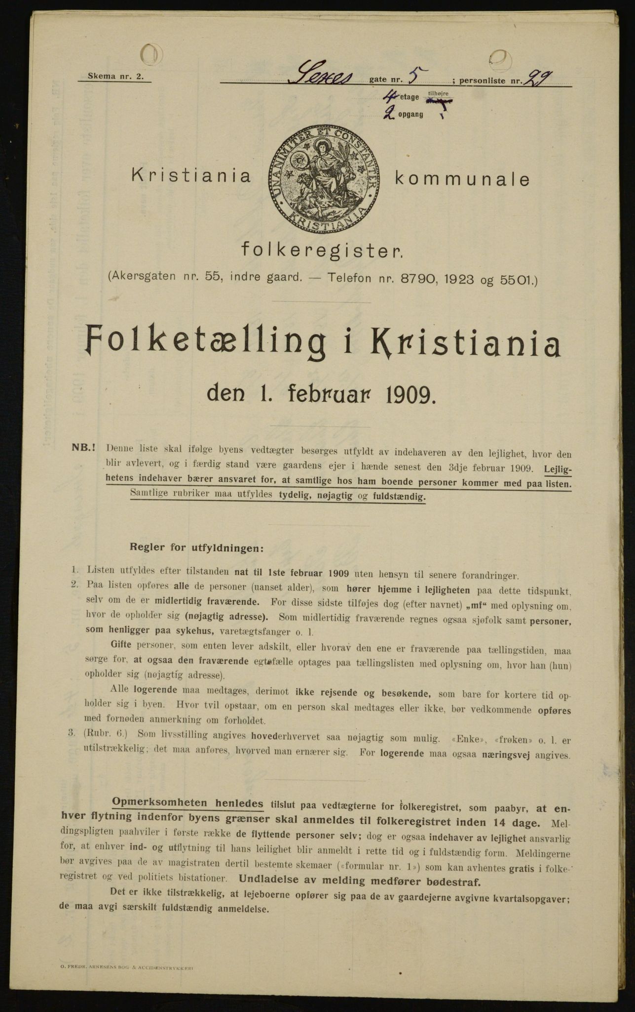 OBA, Kommunal folketelling 1.2.1909 for Kristiania kjøpstad, 1909, s. 85942