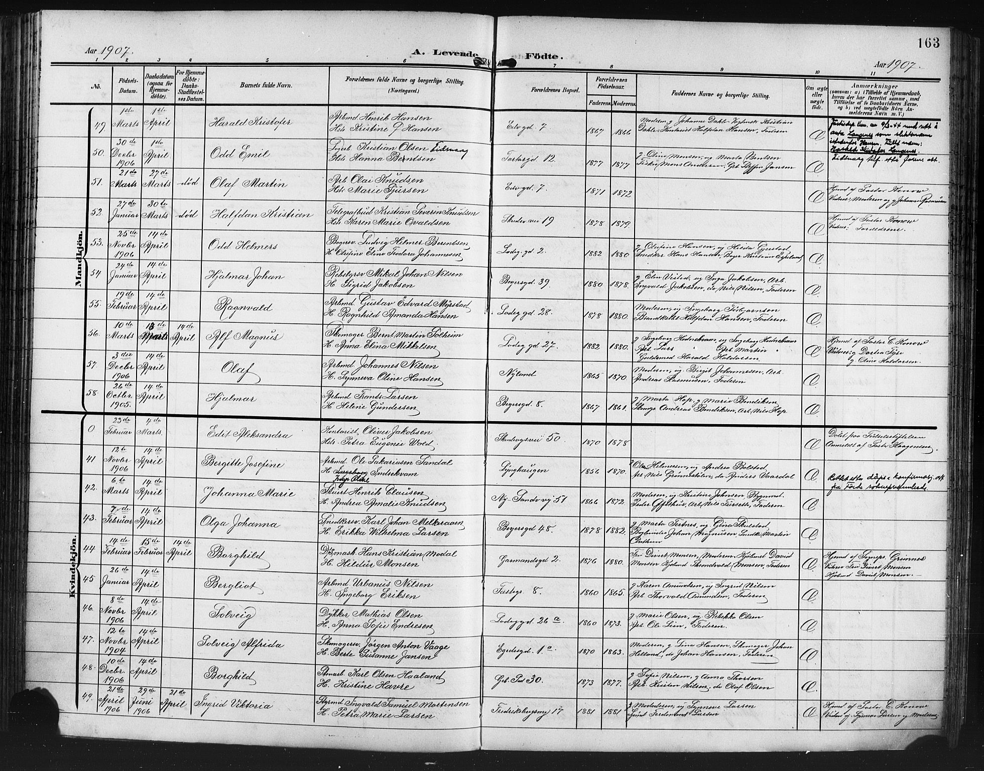 Sandviken Sokneprestembete, AV/SAB-A-77601/H/Hb/L0004: Klokkerbok nr. B 1, 1901-1914, s. 163