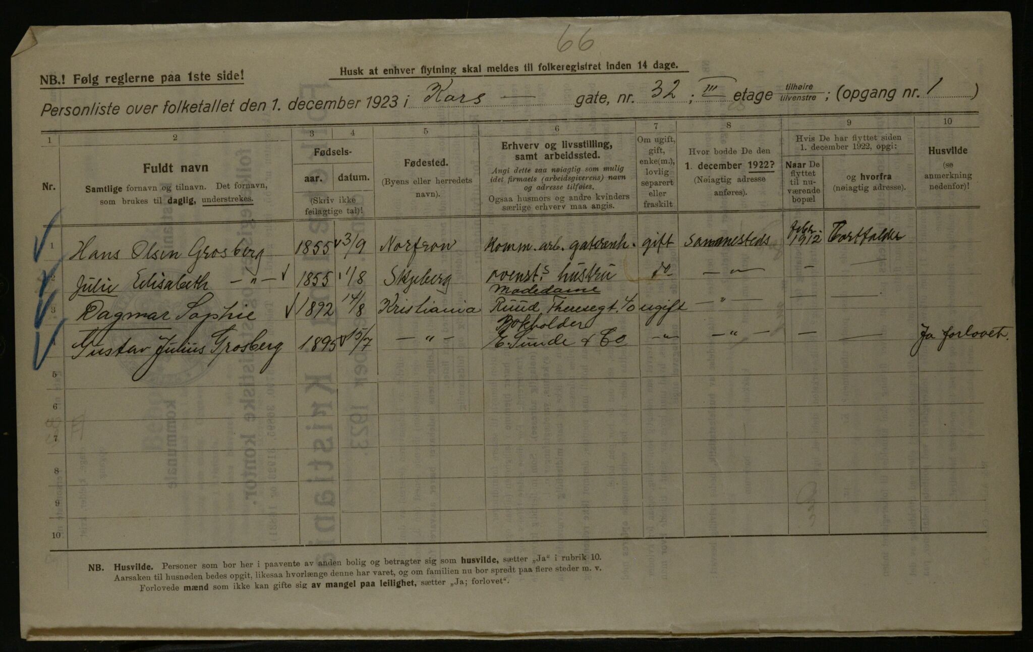 OBA, Kommunal folketelling 1.12.1923 for Kristiania, 1923, s. 60291