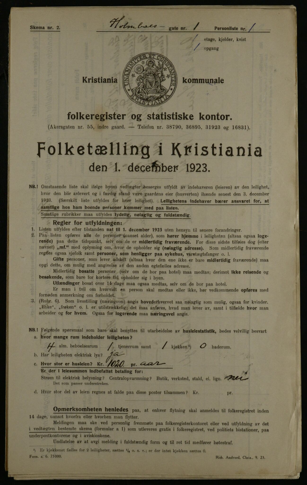 OBA, Kommunal folketelling 1.12.1923 for Kristiania, 1923, s. 45589