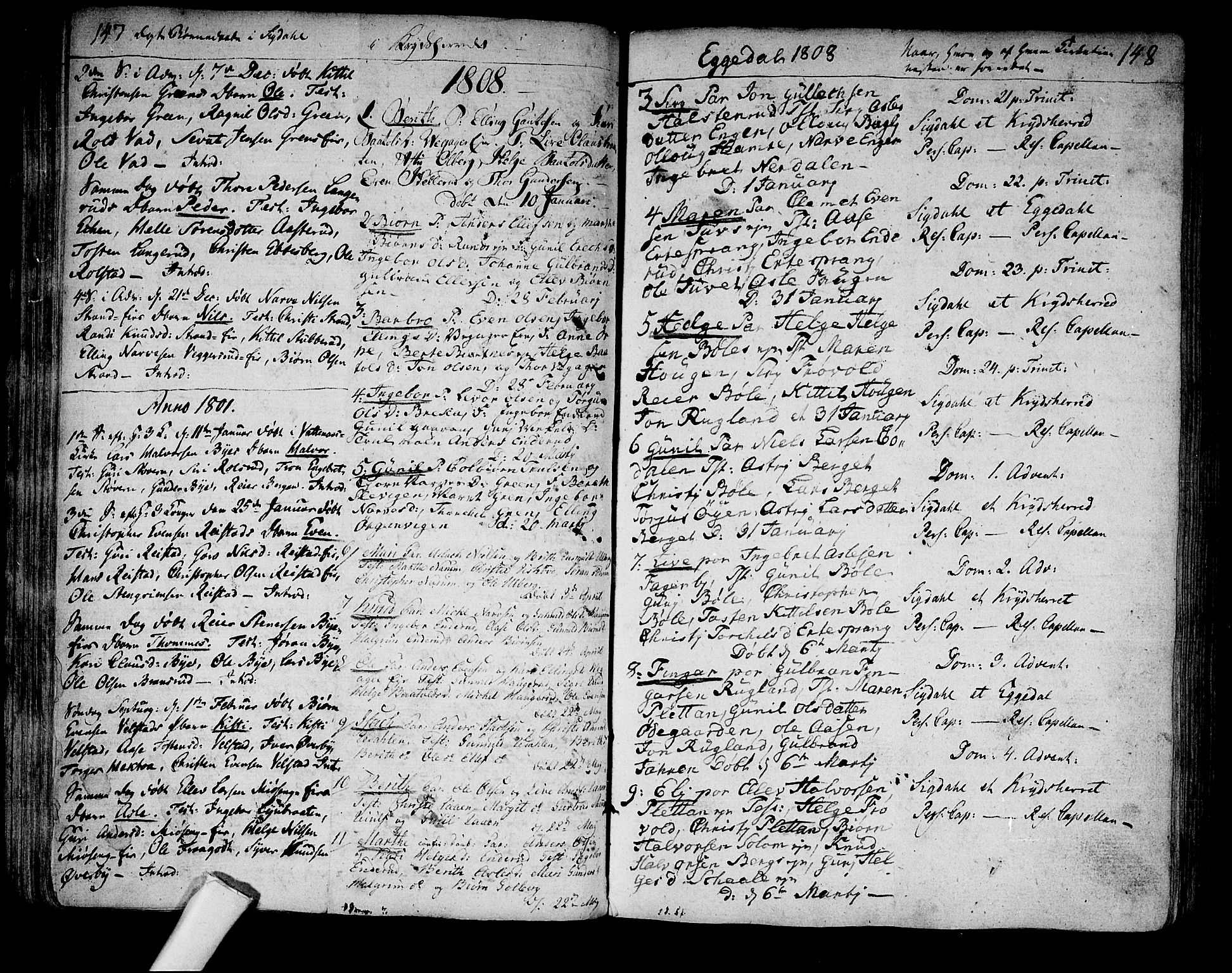 Sigdal kirkebøker, AV/SAKO-A-245/F/Fa/L0003: Ministerialbok nr. I 3, 1793-1811, s. 147-148