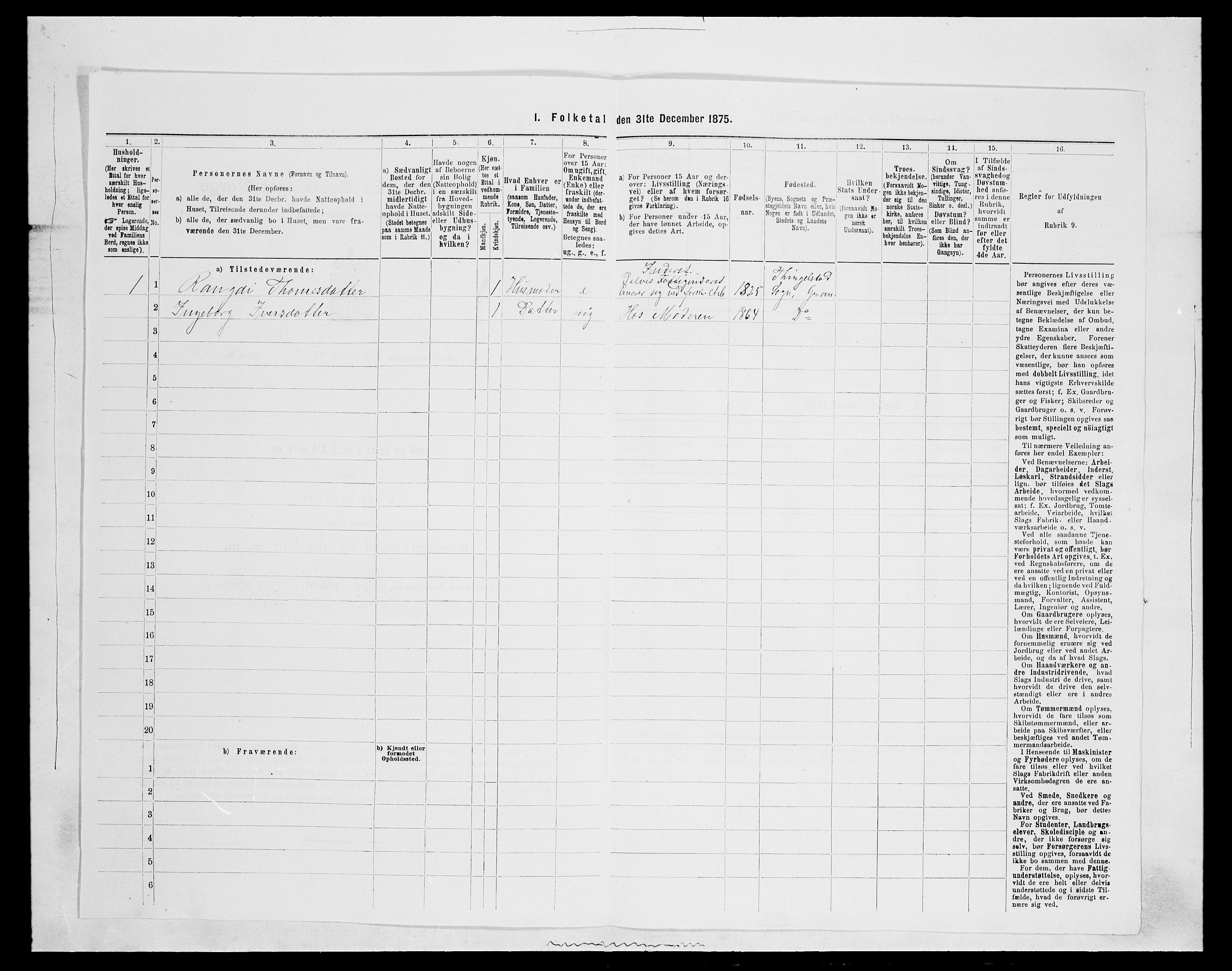 SAH, Folketelling 1875 for 0534P Gran prestegjeld, 1875, s. 1691