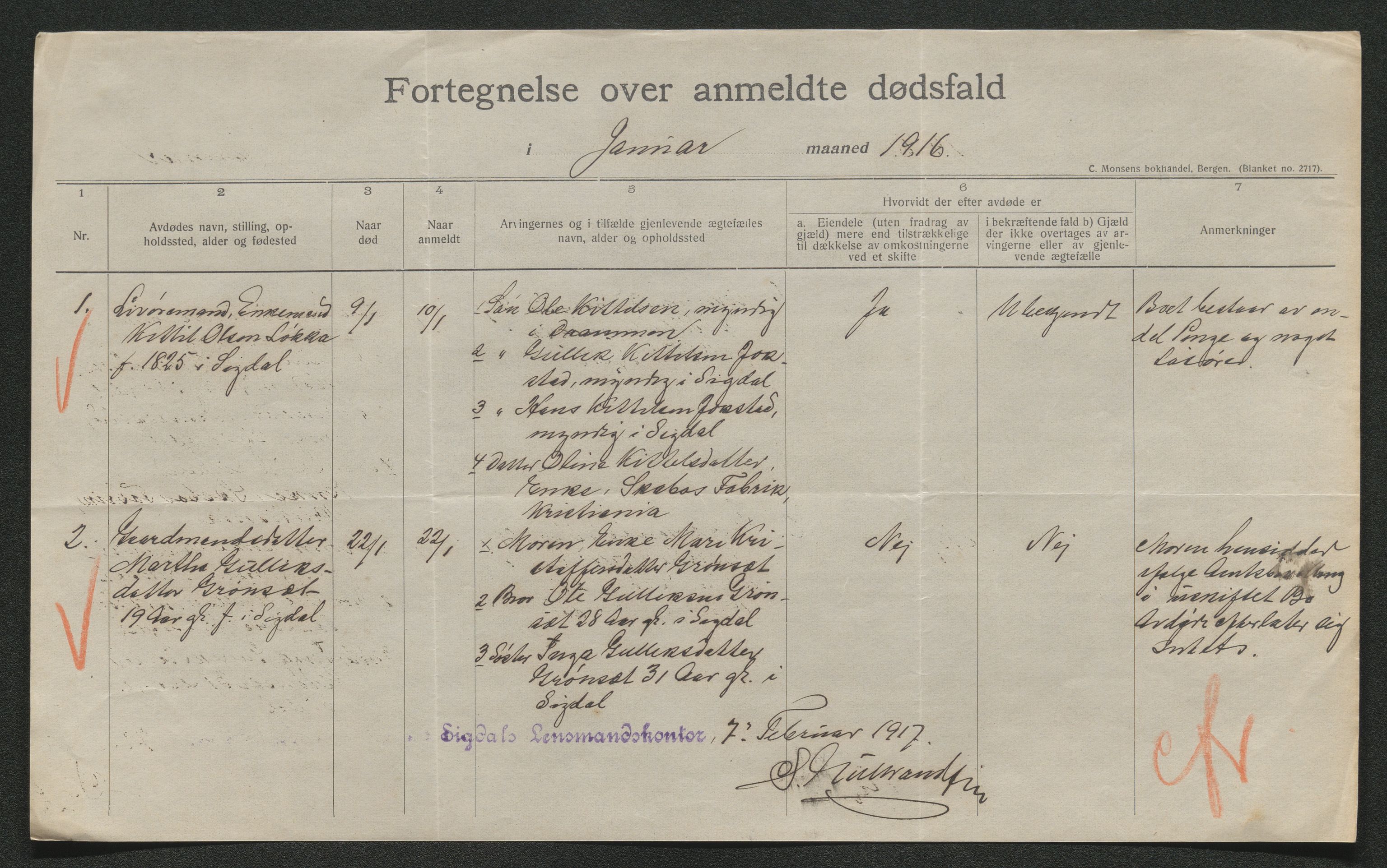 Eiker, Modum og Sigdal sorenskriveri, AV/SAKO-A-123/H/Ha/Hab/L0038: Dødsfallsmeldinger, 1916-1917, s. 343