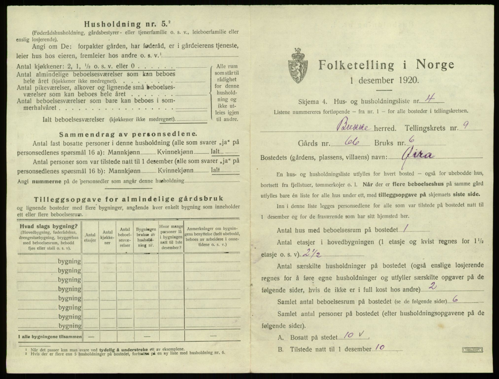 SAB, Folketelling 1920 for 1414 Brekke herred, 1920, s. 283