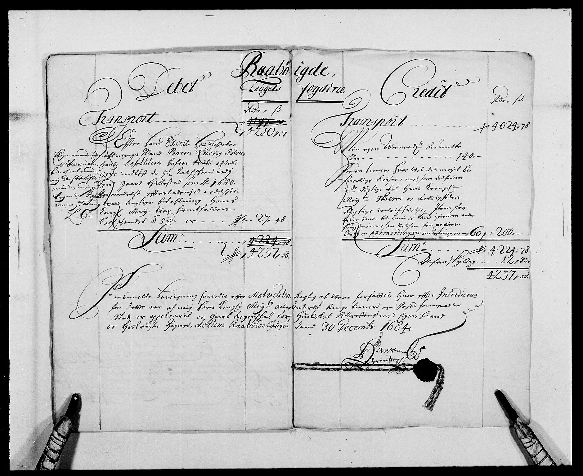 Rentekammeret inntil 1814, Reviderte regnskaper, Fogderegnskap, AV/RA-EA-4092/R40/L2439: Fogderegnskap Råbyggelag, 1684-1685, s. 6