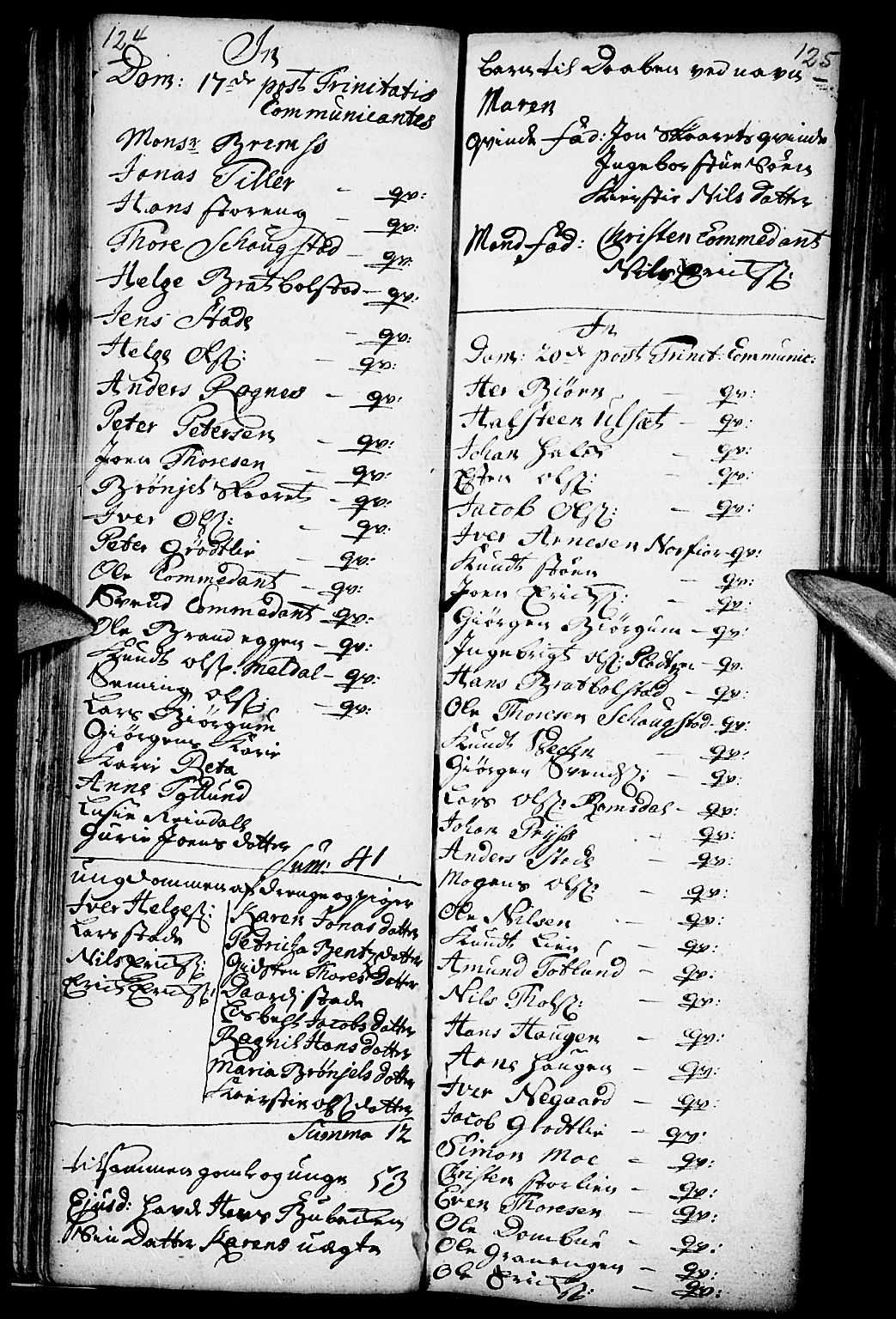 Kvikne prestekontor, AV/SAH-PREST-064/H/Ha/Haa/L0001: Ministerialbok nr. 1, 1740-1756, s. 124-125