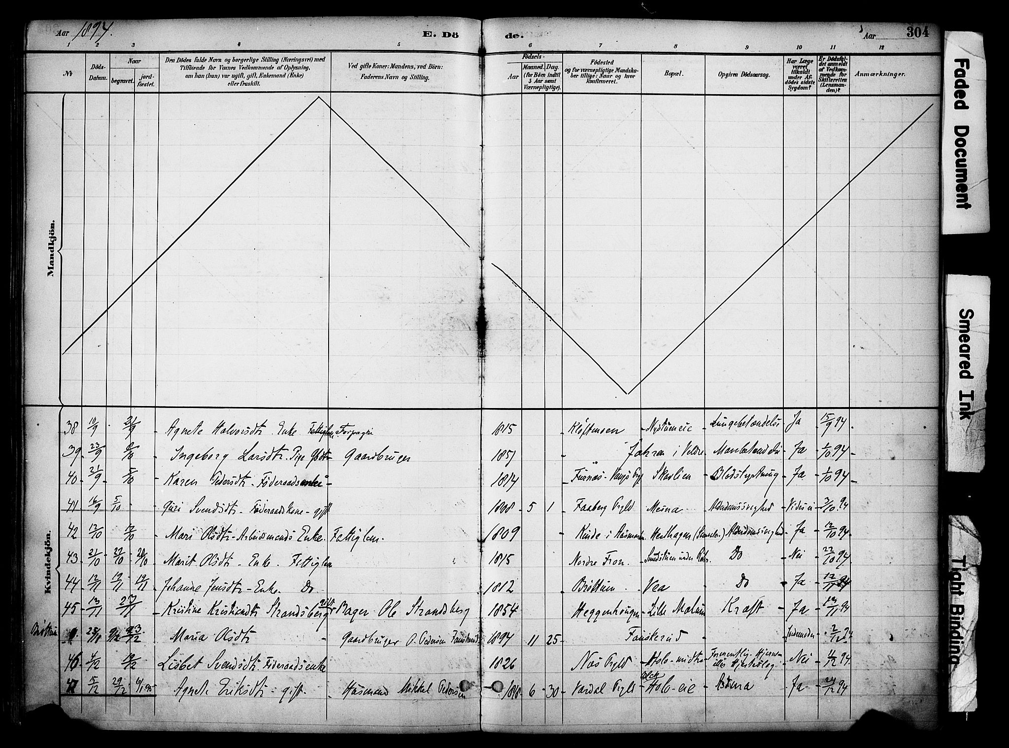 Ringsaker prestekontor, AV/SAH-PREST-014/K/Ka/L0017: Ministerialbok nr. 17, 1891-1902, s. 304