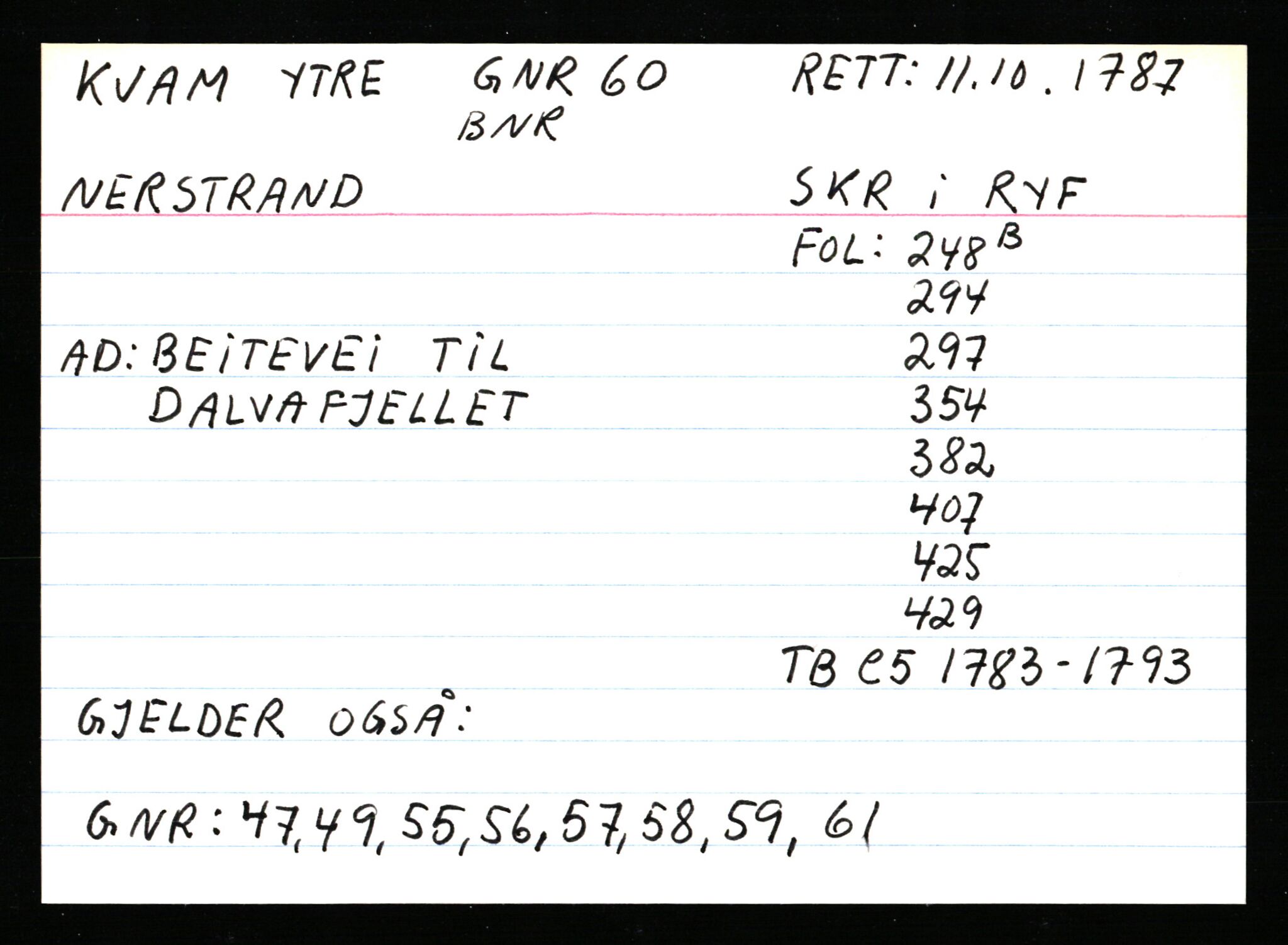 Statsarkivet i Stavanger, AV/SAST-A-101971/03/Y/Ym/L0032: Åstedskort sortert etter gårdsnavn: Kolstø - Kvasseim, 1600-1950, s. 584