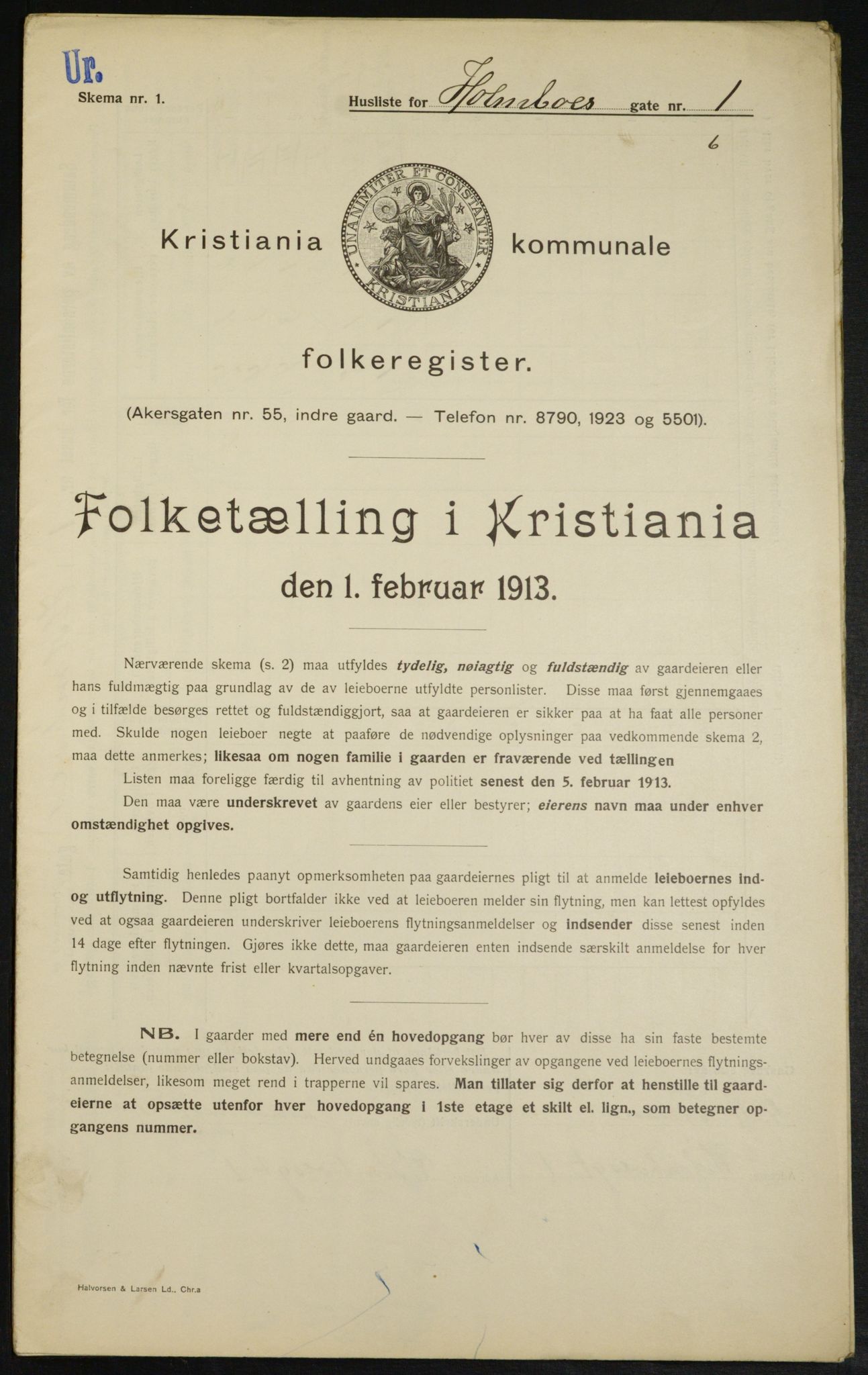 OBA, Kommunal folketelling 1.2.1913 for Kristiania, 1913, s. 40575