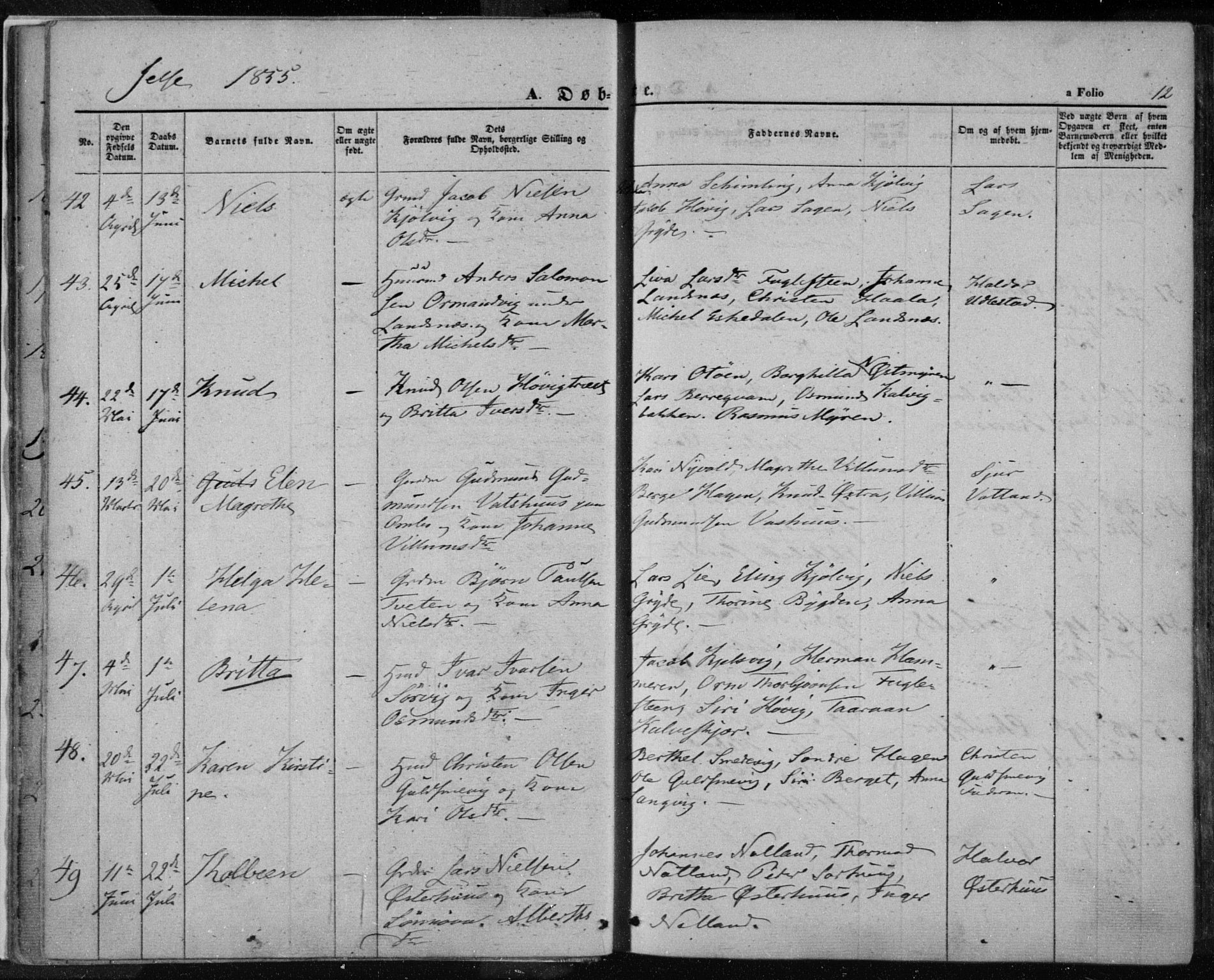 Jelsa sokneprestkontor, AV/SAST-A-101842/01/IV: Ministerialbok nr. A 7, 1854-1866, s. 12