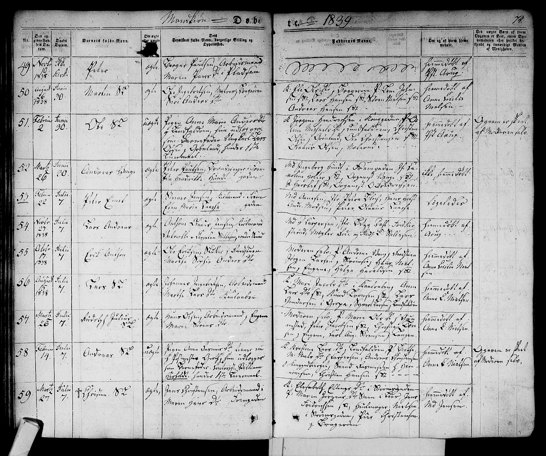 Bragernes kirkebøker, AV/SAKO-A-6/F/Fb/L0001: Ministerialbok nr. II 1, 1830-1847, s. 74