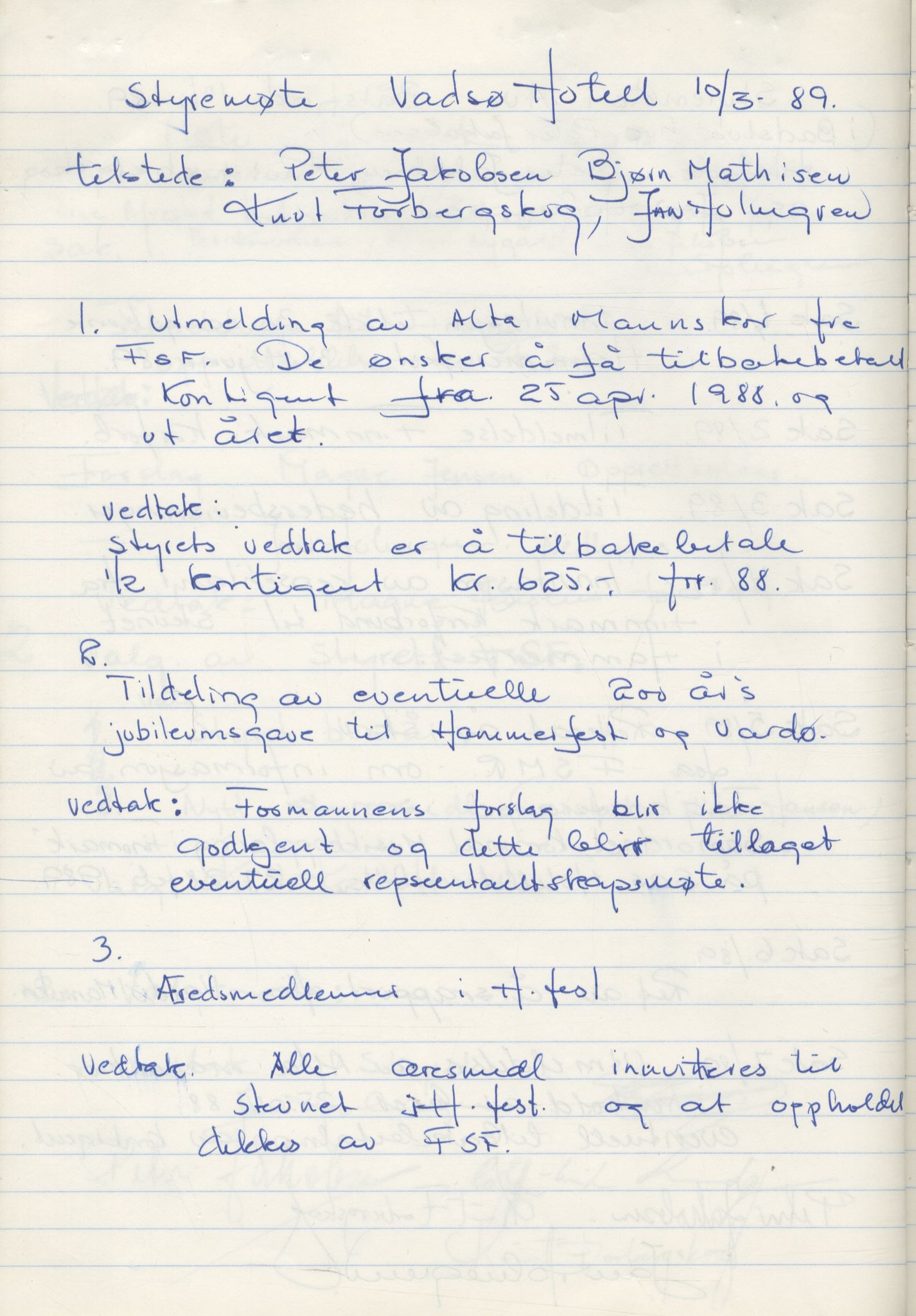 Finnmark Sangerforbund, FMFB/A-1050/A/L0012: Møteprotokoll, 1982-1993