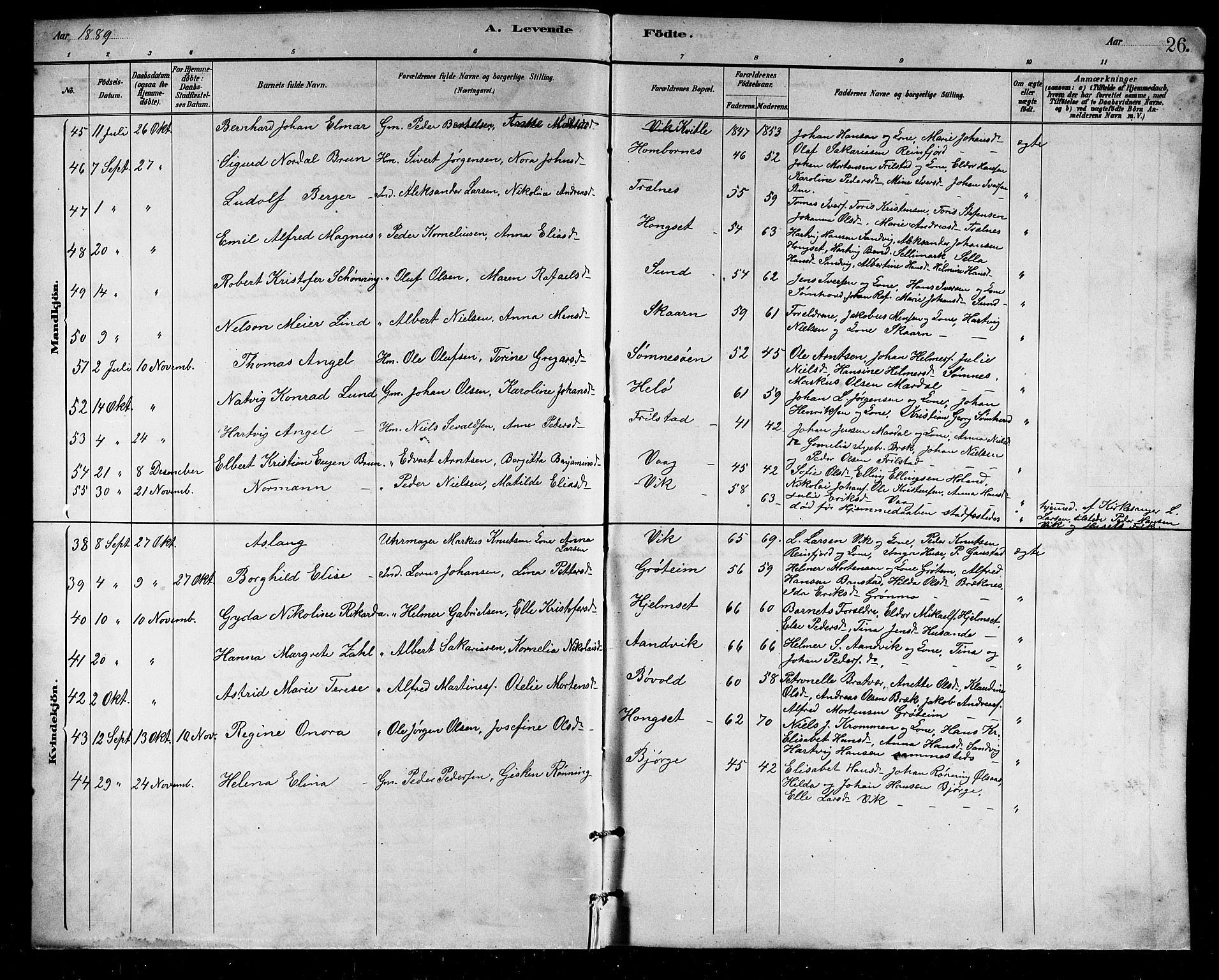 Ministerialprotokoller, klokkerbøker og fødselsregistre - Nordland, AV/SAT-A-1459/812/L0188: Klokkerbok nr. 812C06, 1884-1912, s. 26