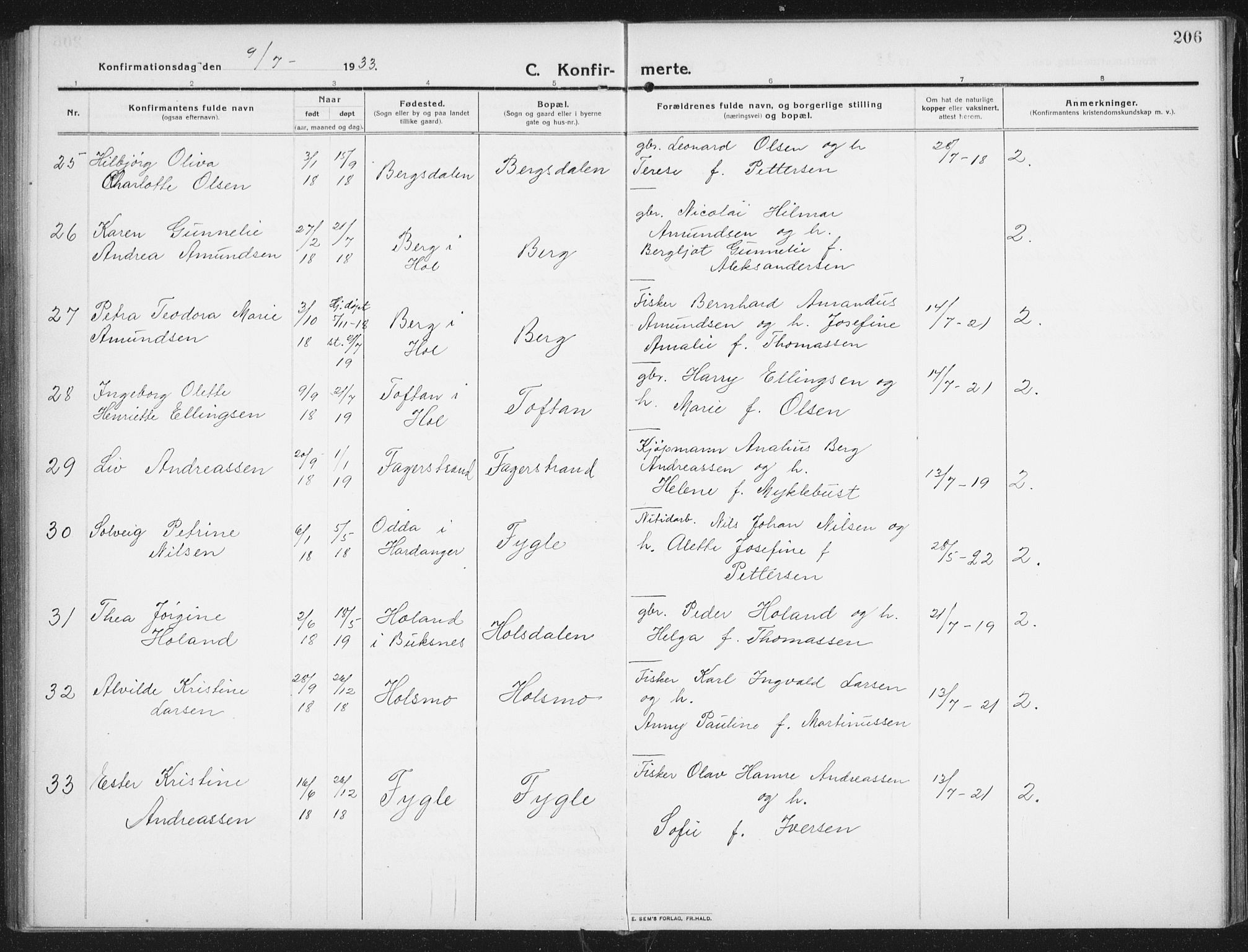 Ministerialprotokoller, klokkerbøker og fødselsregistre - Nordland, AV/SAT-A-1459/882/L1183: Klokkerbok nr. 882C01, 1911-1938, s. 206